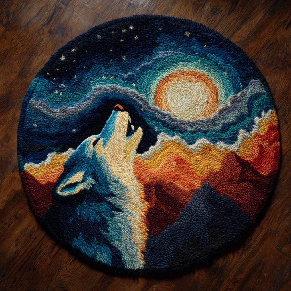 Kitquiver Latch Hook Rug Making Kit Wolf 50X50Cm