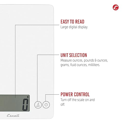 Miniatura 3 de Escali Arti balanza digital hasta 15 libras7 kilogramos, Blanco limpio
