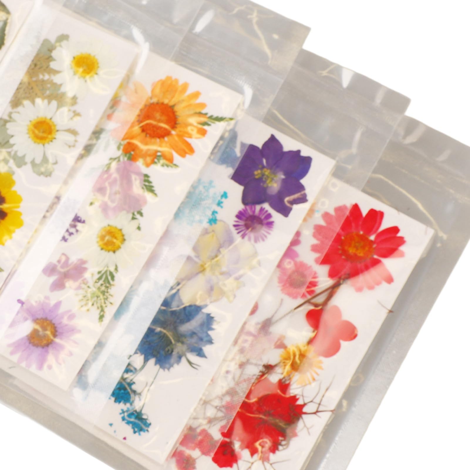 Kwiaty Prasowane Masowe Suszone Kwiaty, Jadalne Kwiaty, żywe, Bogate Detale Uniwersalne Kolorowe Suszone Kwiaty do Rękodzieła Scrapbookingowego DIY Formy do Zakładek, 5 Torebek