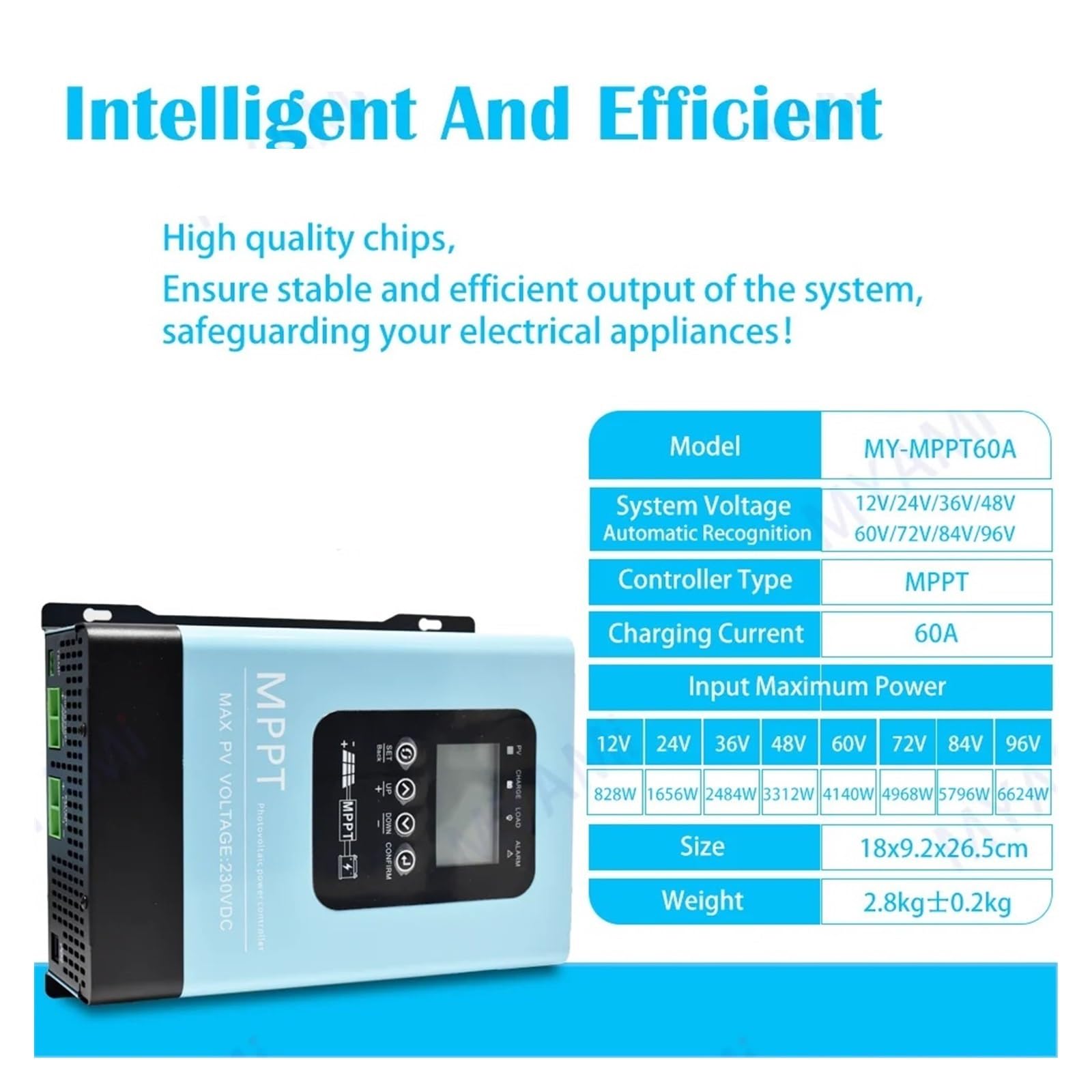 Kontroler ładowania słonecznego, Nowy 12V 24V 36V 48V 60V 72V 84V 96V 30A 60A Ładowarka Off-grid RS485 Mppt Regulator Ładowania Słonecznego