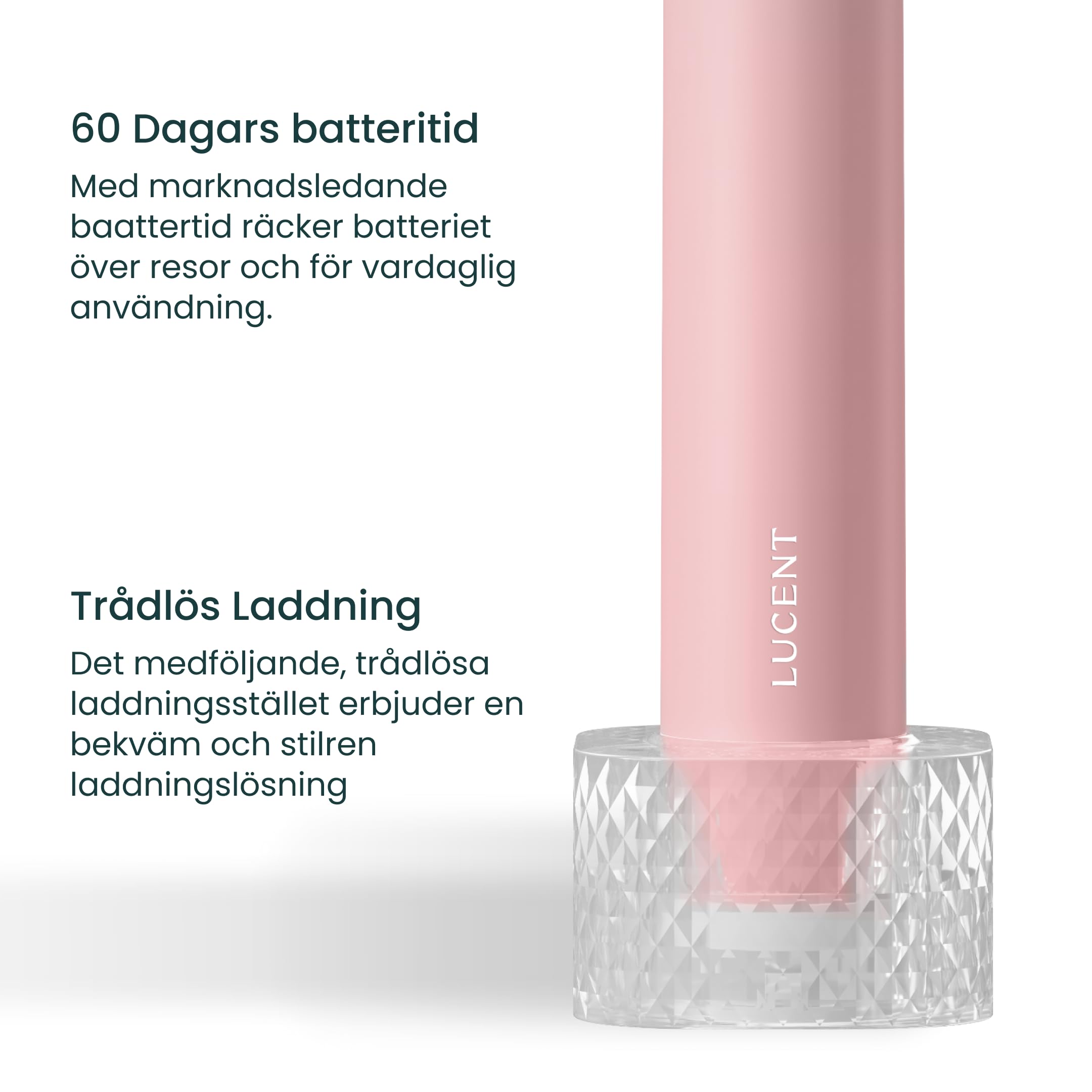 Lucent Prism - Spazzolino elettrico con attivazione automatica, durata della batteria di 60 giorni, timer intelligente, 3 modalità di pulizia, impermeabile IPX8 (Pink Bliss)