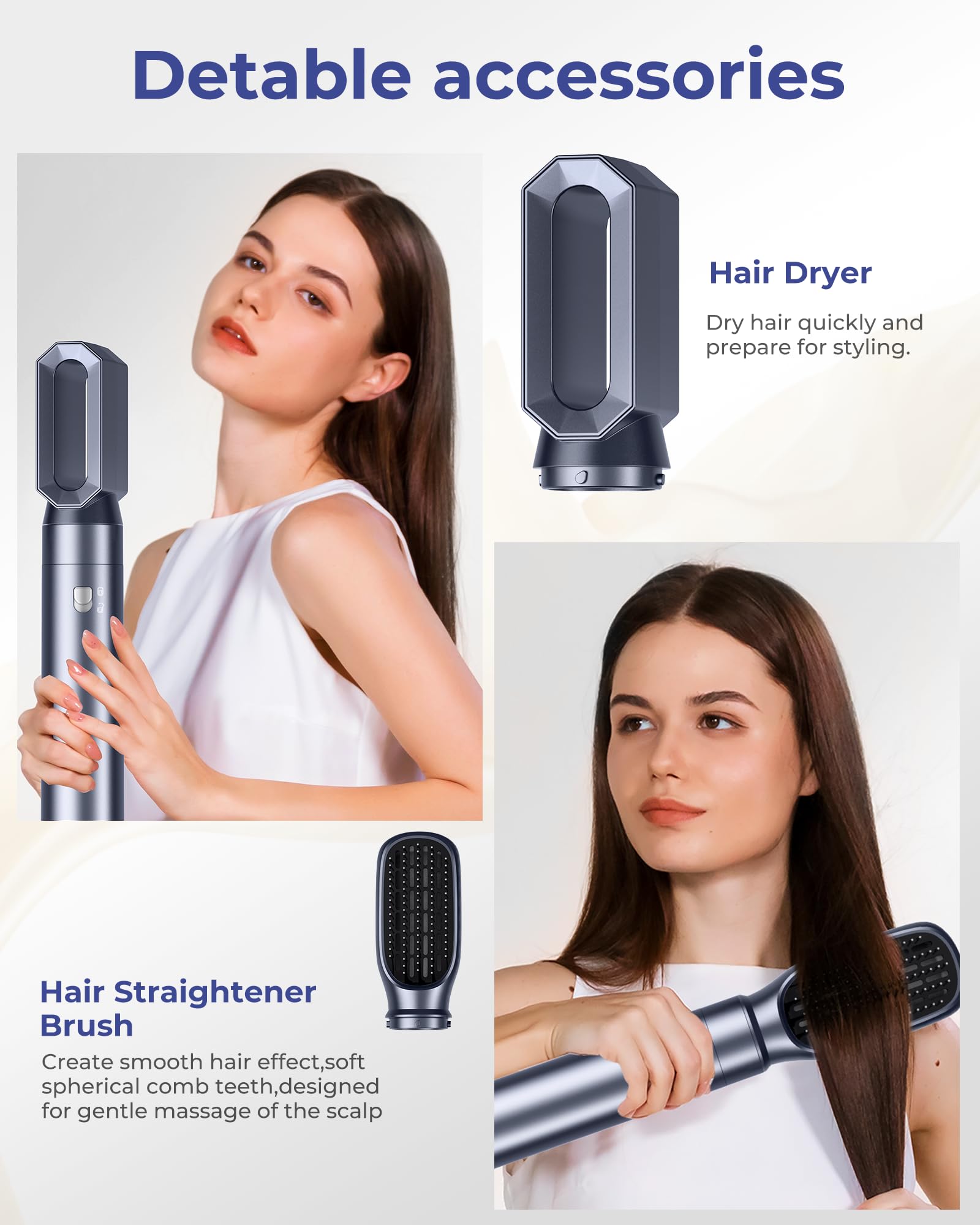 Secador 6 en 1 Moldeador de Pelo con 6 Cabezales y 3 Temperaturas
