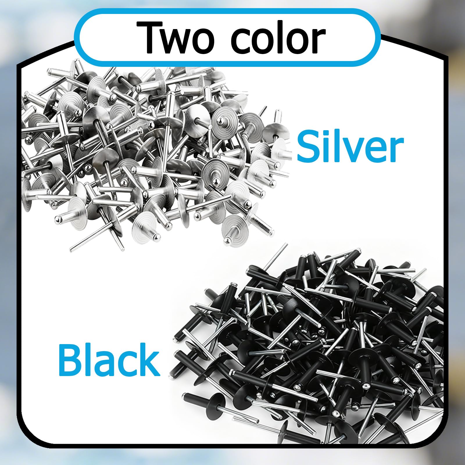 80 Pezzi Rivetti Ciechi in Alluminio con Flangia Grande Nero 4x12mm Rivetto Cieco in Alluminio-per Lavorazione Del Legno, Lamiera, Industriale