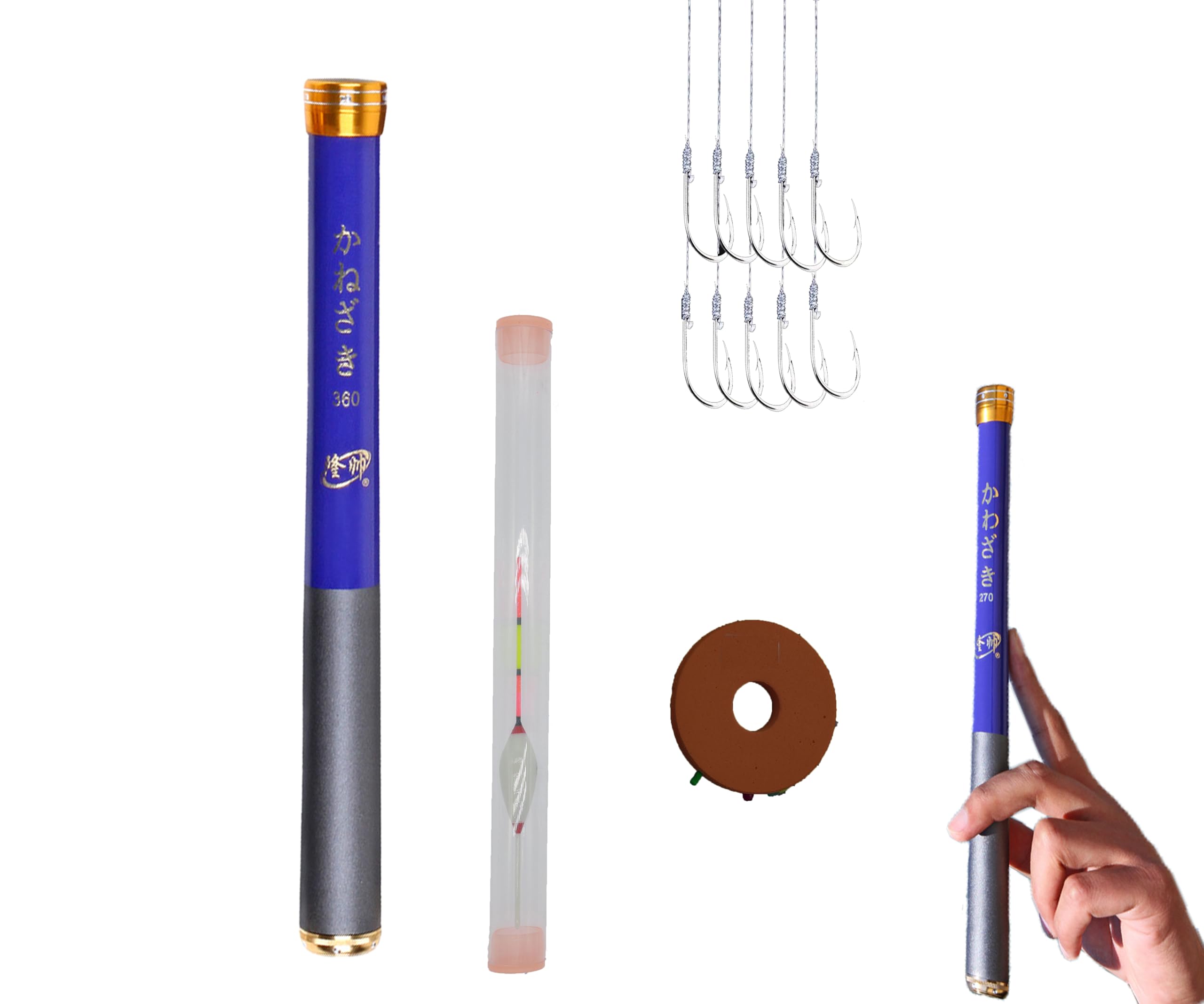 Tenkara Rod Kit-9:1 Action Most Used Sizes All Water Conditions Carbon Fiber Telescopic Fishing Rod Kit Extra Spare Sections Included Tenkara Fly Rod&Combo (Blue, 14.8Ft-4.5m)