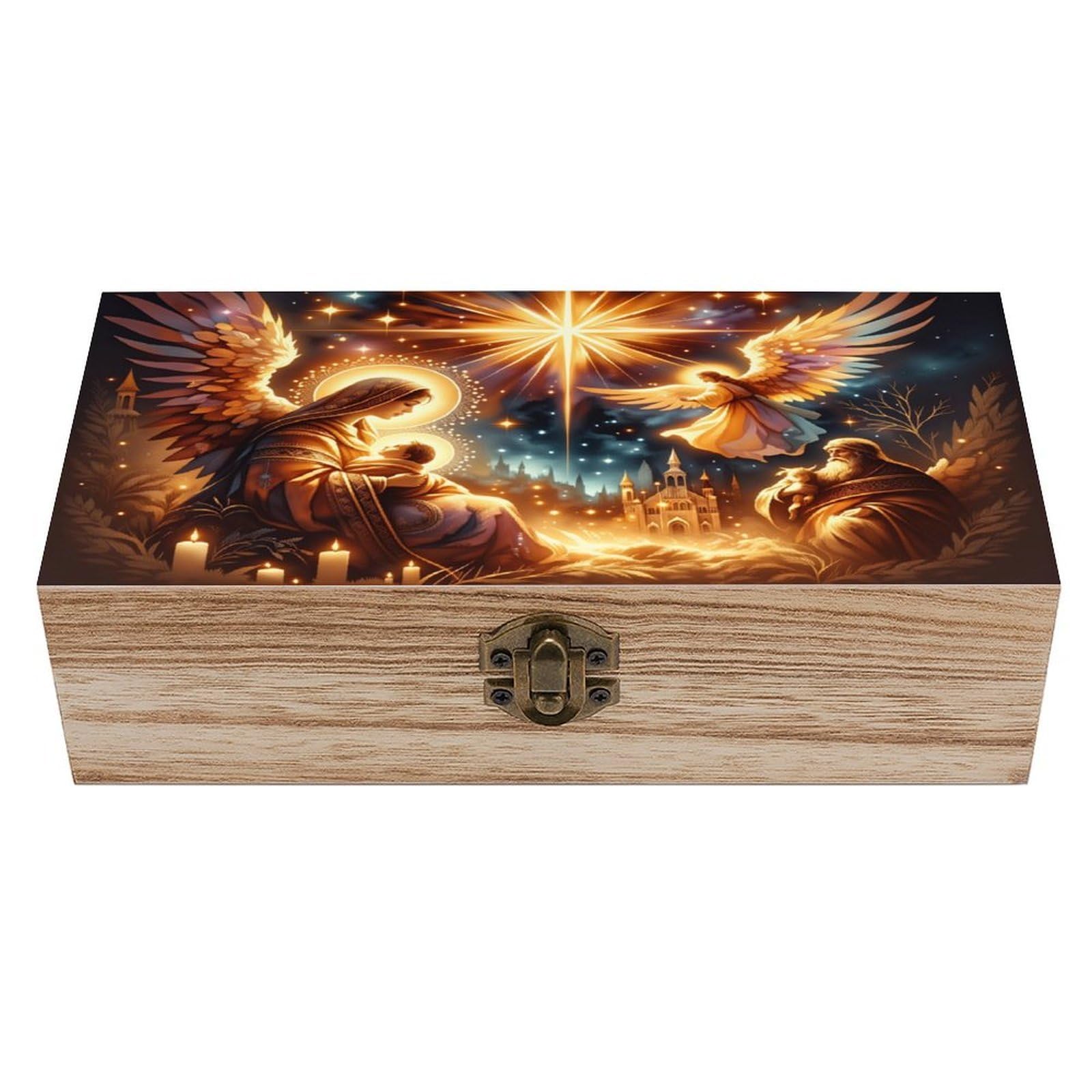 asbwuo Holy Son And Holy Mother Vintage Wooden Keepsake Box