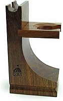 G.B.S Deluxe Walnut Wood Shaving Razor & Brush Stand - Safety Razor Holder, Prolongs Brush & Razor Life