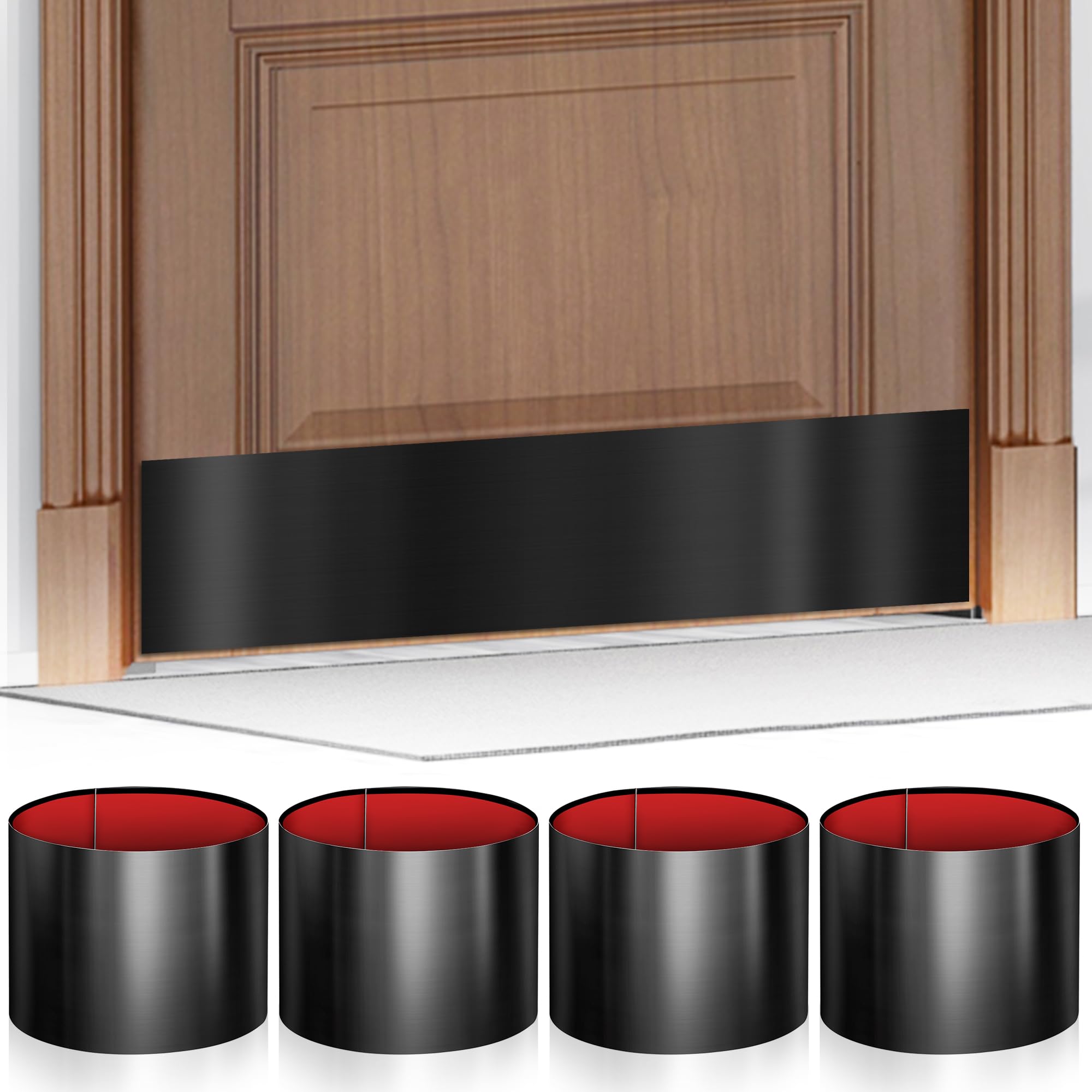 Lot de 4 plaques autocollantes en acier inoxydable pour bas de porte, 20,3 x 86,4 cm, noir foncé