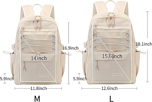 Miniatura 9 de Mochila para escuela, universidad, adolescentes, estudiantes, bolsa de viaje estética con compartimento para laptop, mochila escolar casual, Blanco,