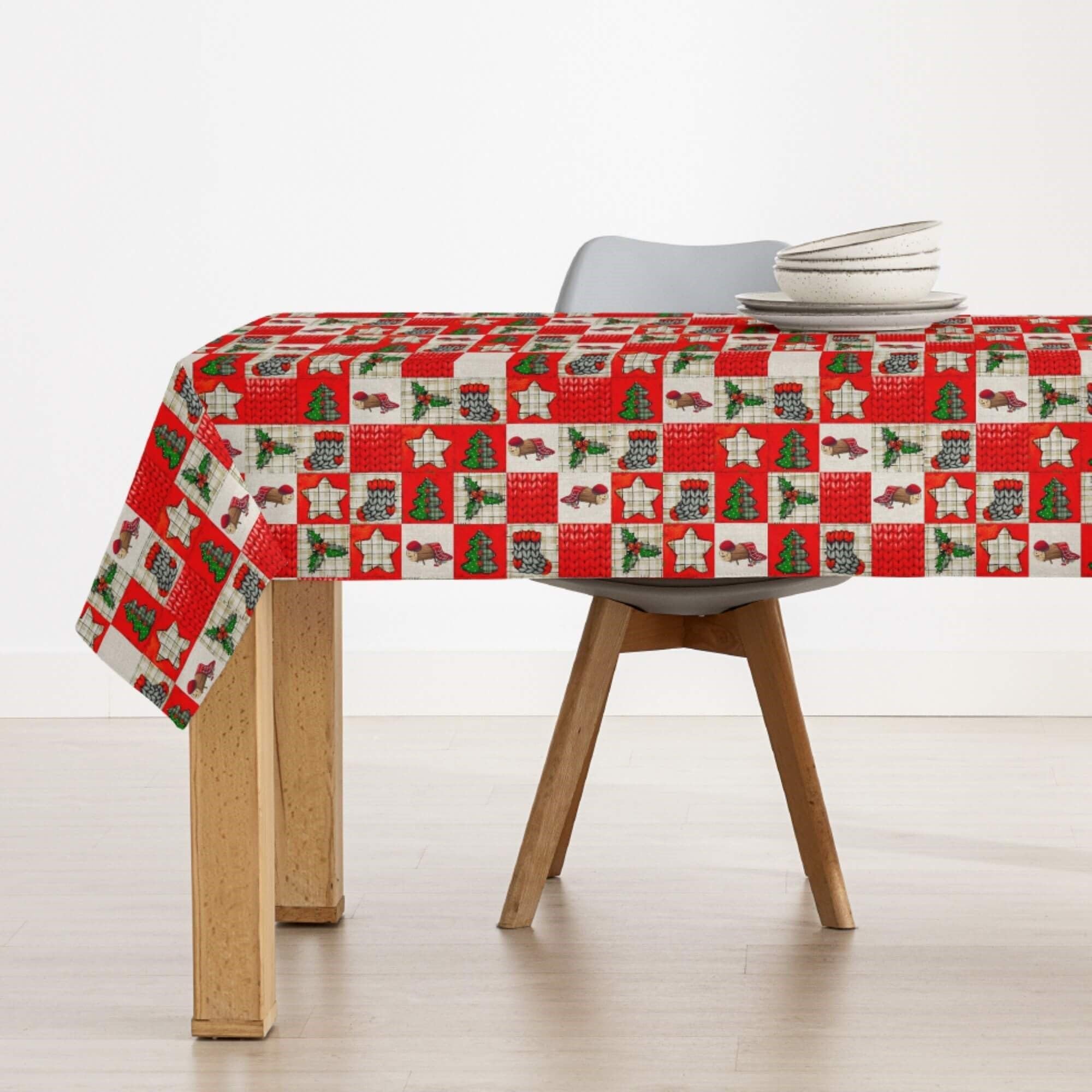 Belum | Weihnachts-Tischdecke, 300 x 140 cm, 100% Baumwolle, harzbeschichtet, schmutzabweisend, Modell Cagatió 1