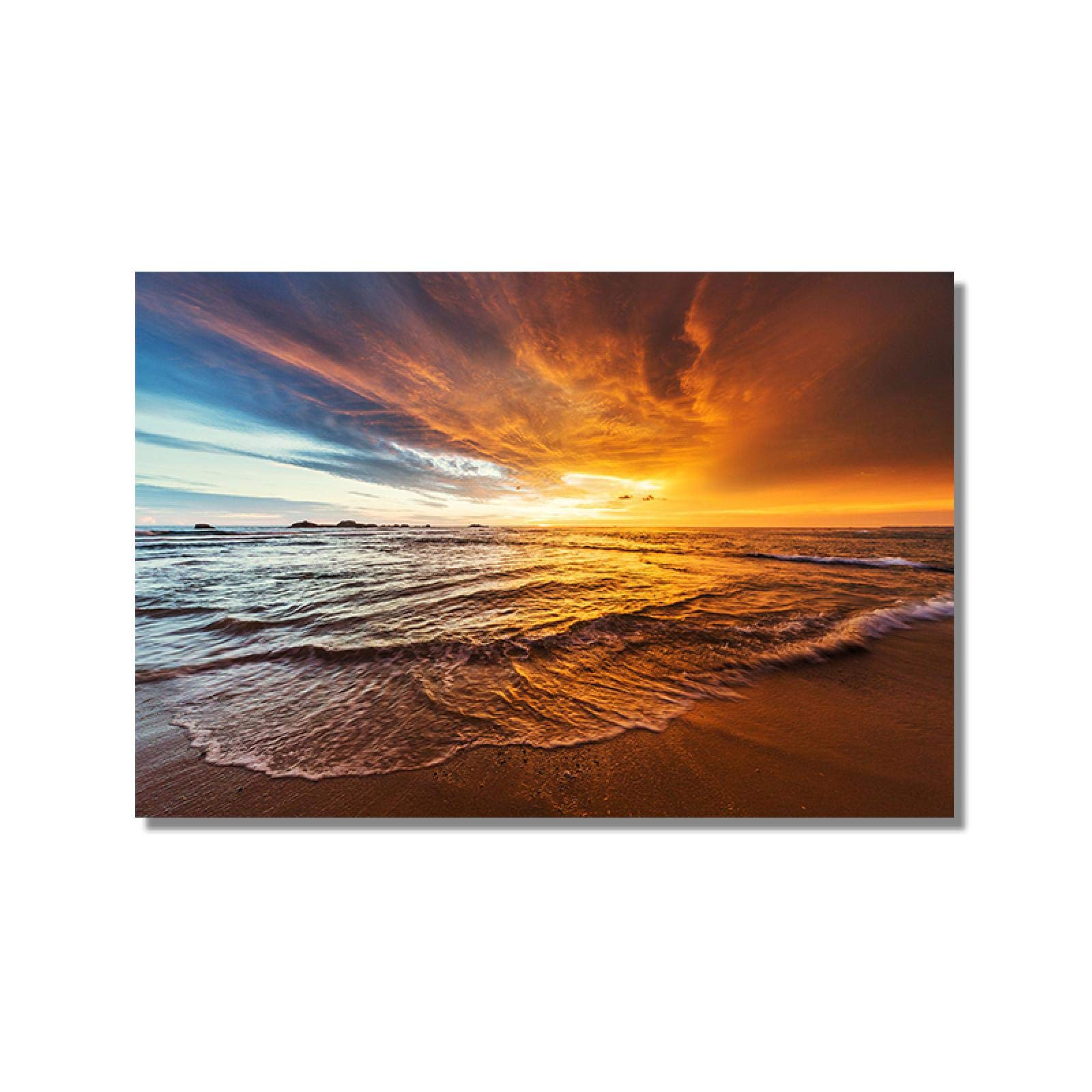 Plage Au Coucher Du Soleil Paysage Marin Peinture Sur Toile Affiches Et Impressions Scandinave Mur Art Photo pour Salon Décor 30x42cm (12x17) Sans Cadre
