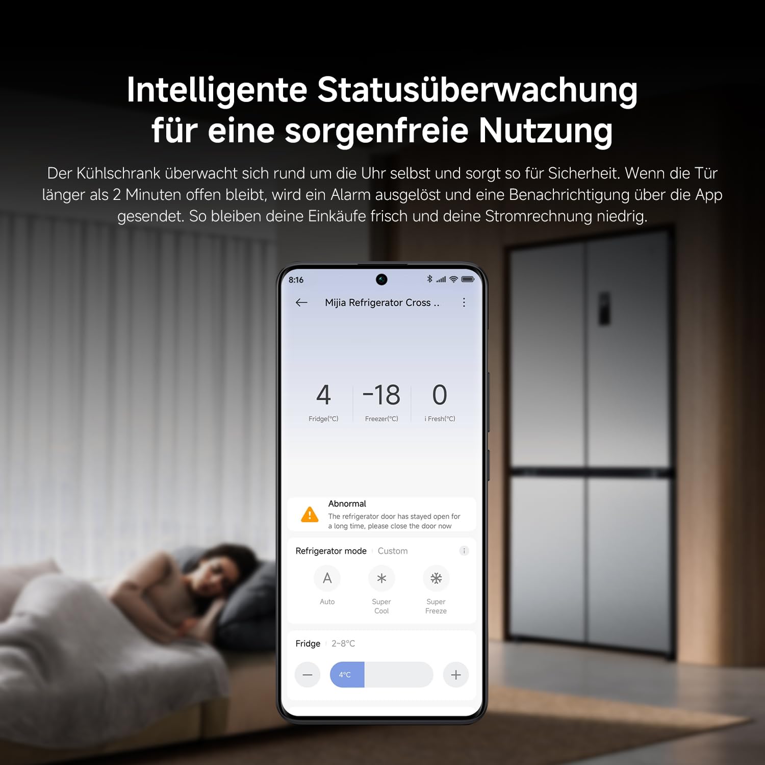 XIAOMI Mijia Cross Door Refrigerator 502L, No Frost, Ag⁺ Antibakteriell | i Fresh Konvertierbare Zone, Dual Inverter, Smart Control, Geräuscharm, Silber, W852×D600×H1912 mm