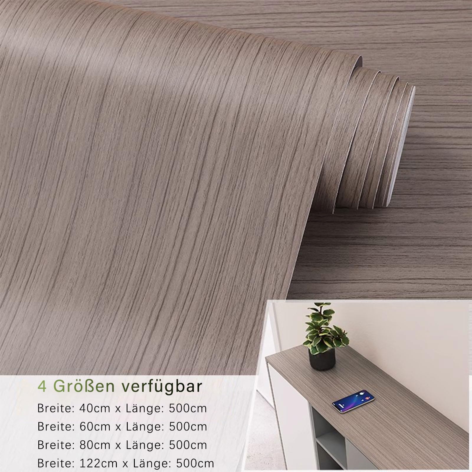 Samoprzylepna tapeta imitująca drewno Wodoodporna samoprzylepna folia PVC o wyglądzie drewna wielokolorowa ściana meblowa o wielu rozmiarach(Tisch Folie 007,60W x 500L cm)