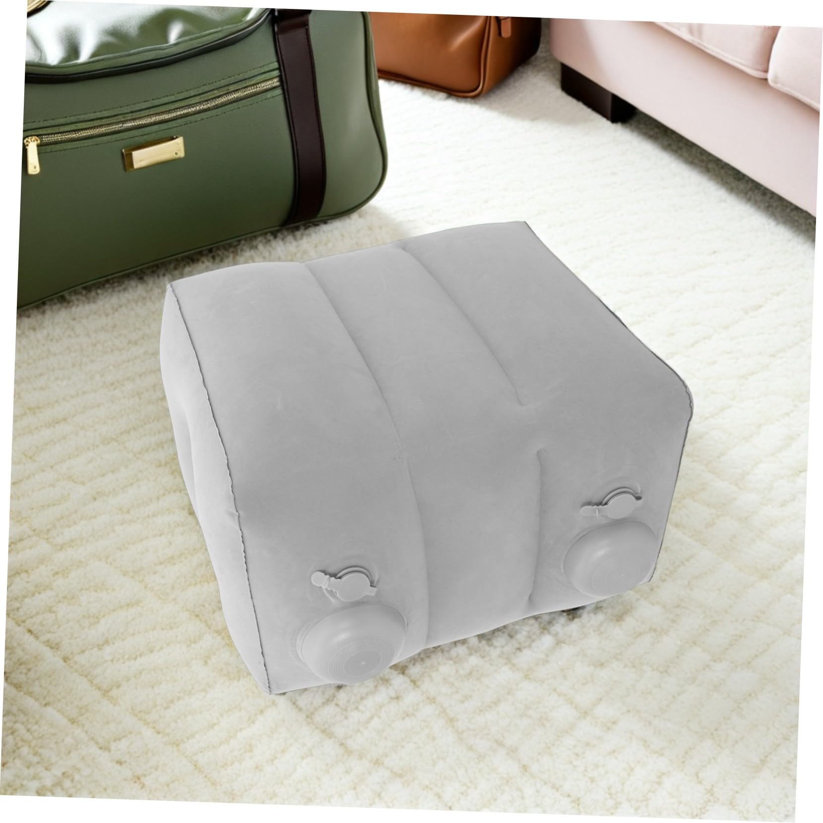 Poggiapiedi Gonfiabile a Tre Strati per Aereo e Ufficio | Pvc Floccato, Supporto Ergonomico Portatile, per Viaggiatori, Regolazione Altezza a Tre Livelli