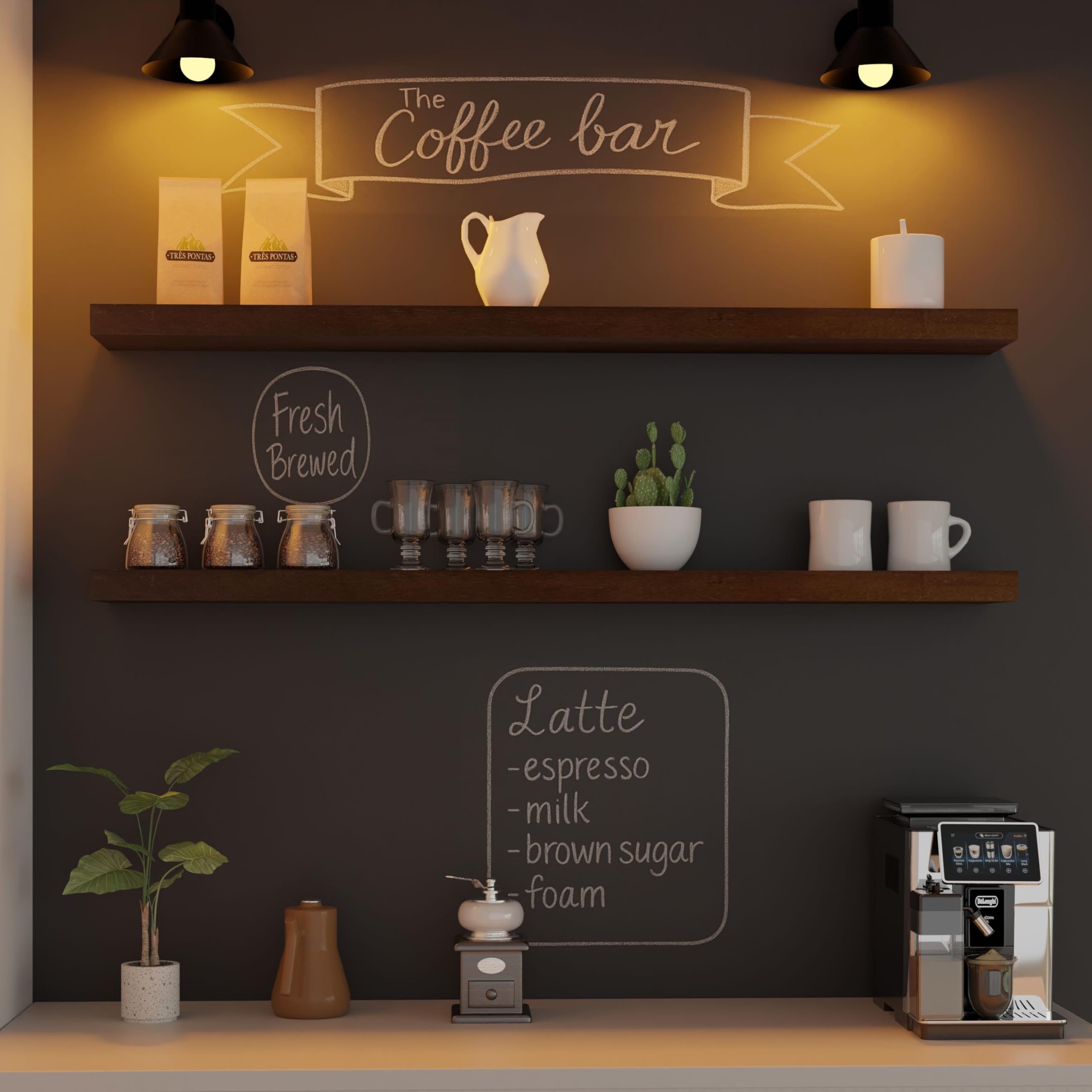 IEO Long Wooden Floating Shelves for Room Wall, 48 Inch Natural Wood Floating Shelves Wall Mounted Kitchen Shelf for Living Room, Bedroom, Kitchen,Bathroom, Storage, Set of 2, Walnut