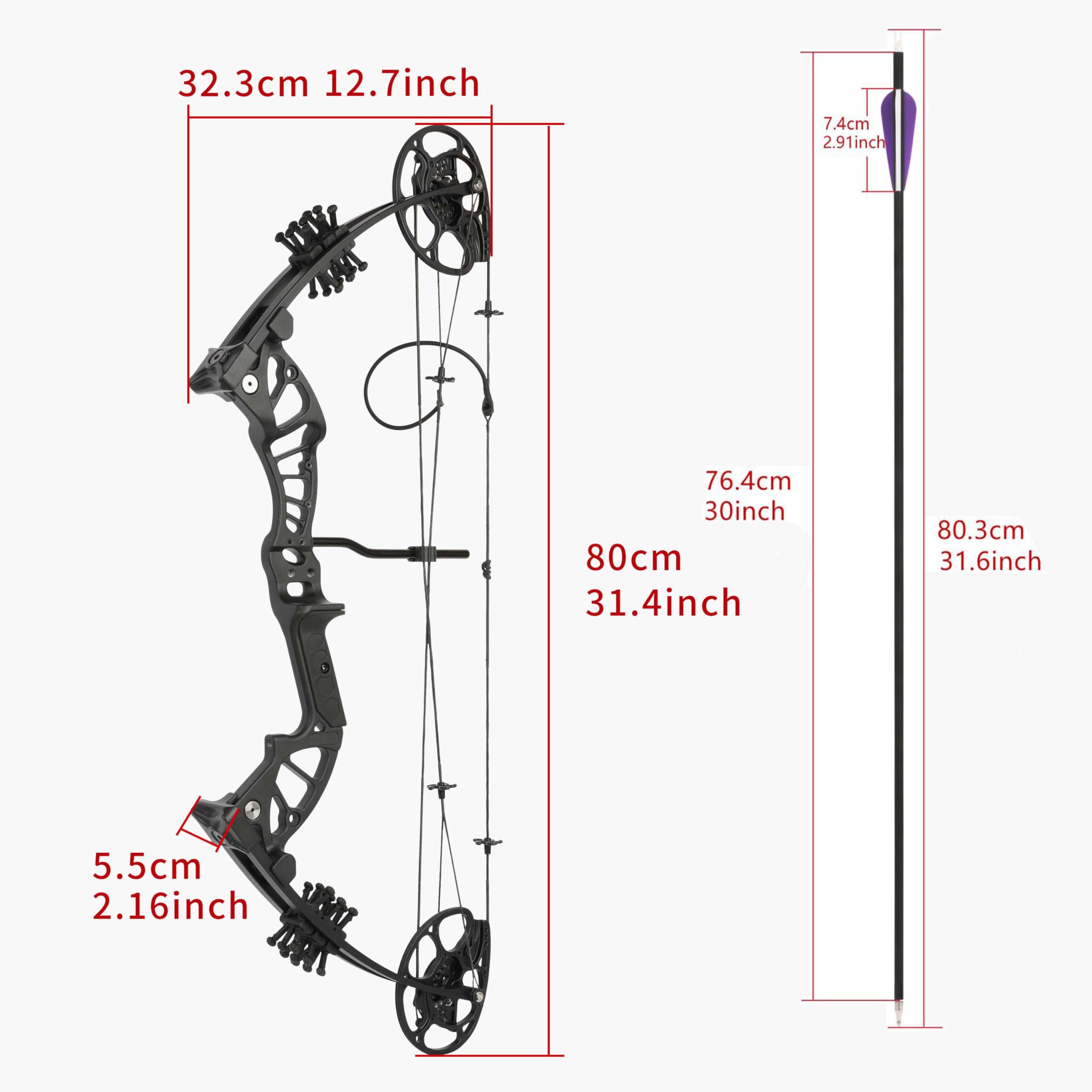 Set arco compound 15-45 libbre 18.25”-29” Lunghezza di tiro Arco compound per i giovani per i principianti o per i più esperti