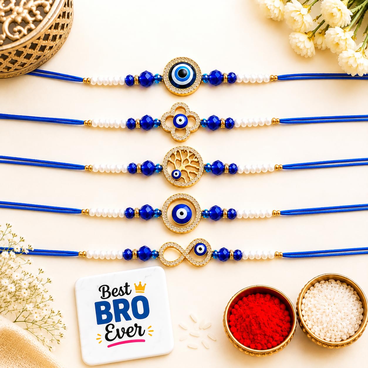 Rakhi Gift Set - Multicolor Radha Krishna Rakhis -13