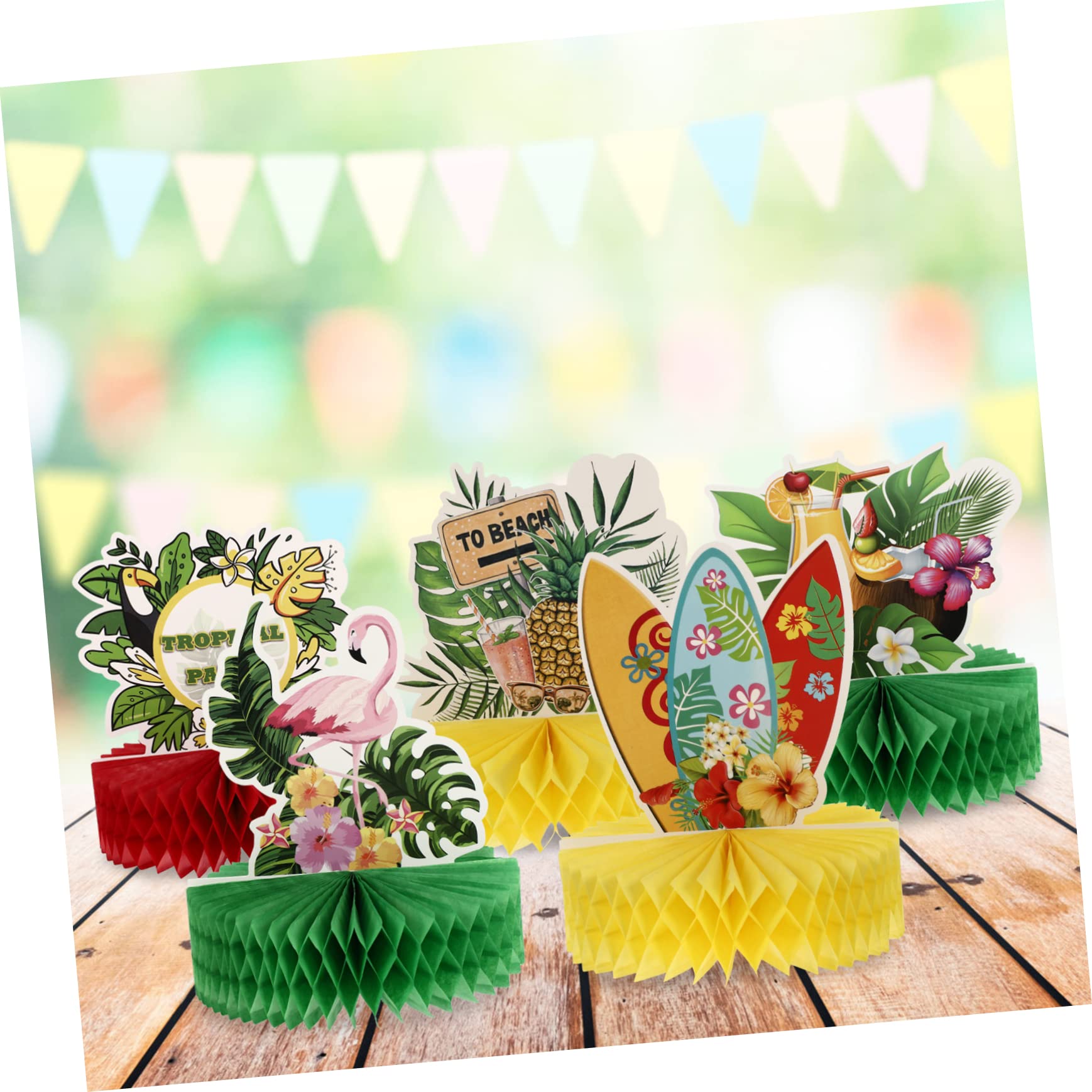 KOMBIUDA 2 Set Pendolo A Nido d'Ape Fenicottero Decorazioni Soffitto Favo Luau Centrotavola Arredamento Tiki Supporto per Cupcake Unicorno Piscina Decorazione Schermo Casa Carta 9 Pezzi * 2