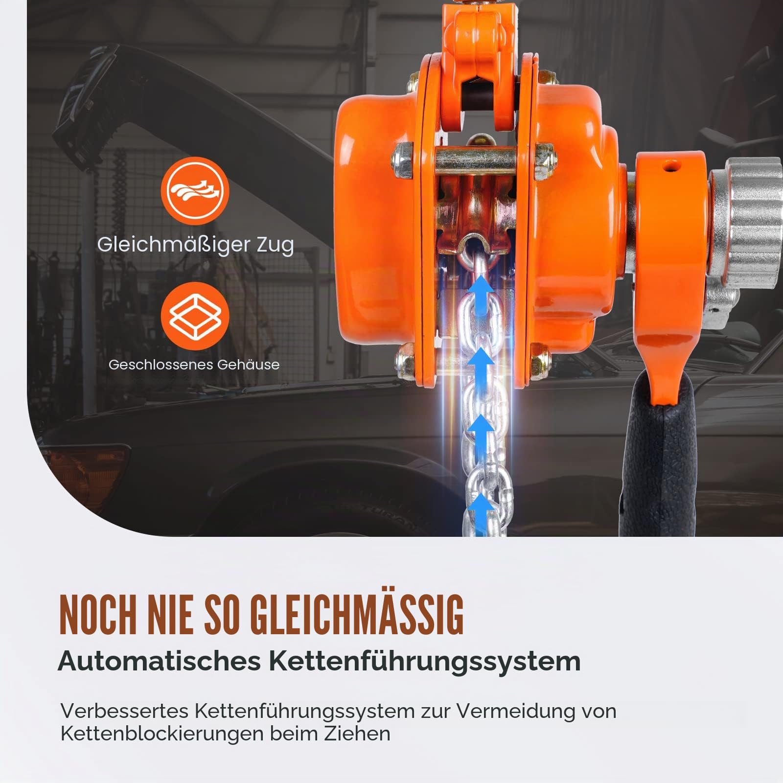 VEVOR Mini Hebelzug 0,25T Tragfähigkeit Kettenzug 260N Zugkraft Flaschenzug 2,80m Hubhöhe Ratschenzug Hebezug aus Stahl G80-Kette Weston Doppelklinkenbremse 360° drehbarer Haken Handkettenzug