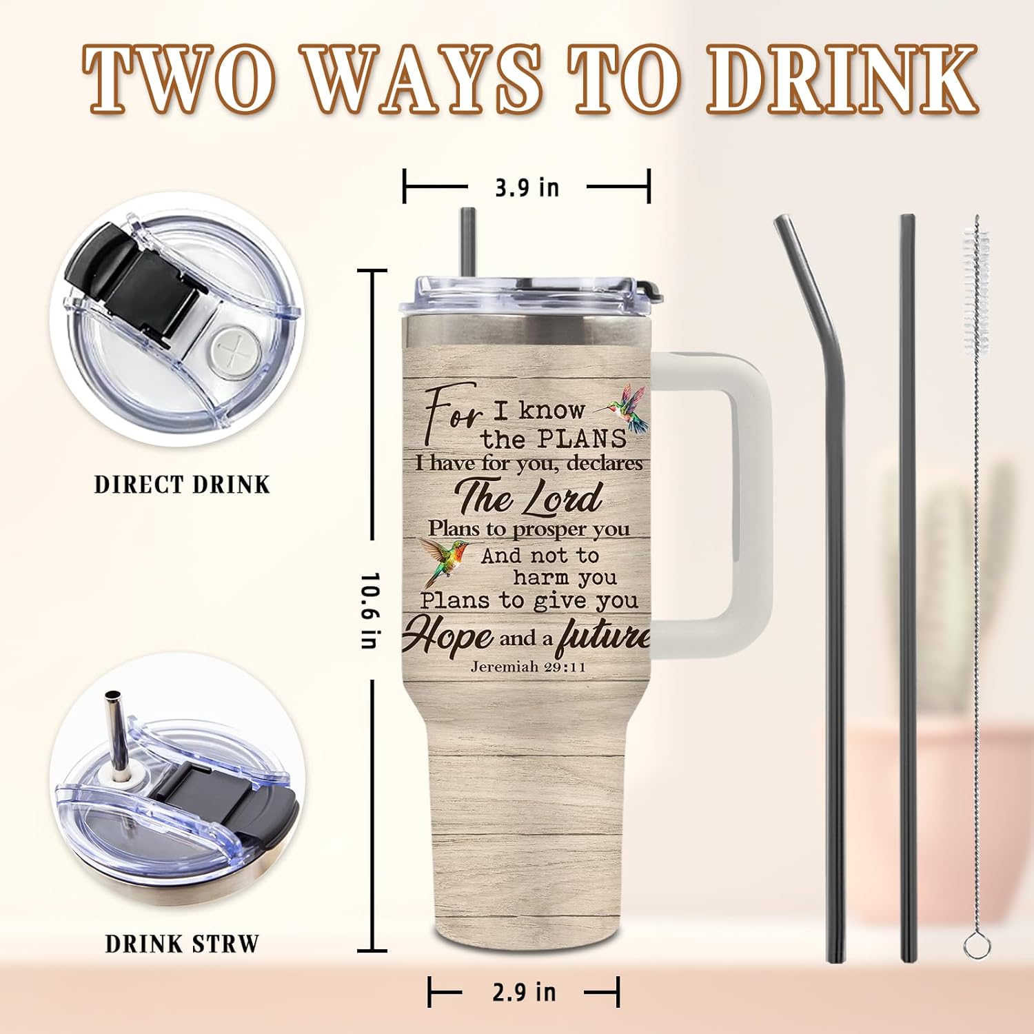 DUUV Christian Gifts for Women, Christian Tumbler 40 Oz, Inspirational Religious Gifts for Mom Wife Sister, Faith Jesus God Bible Verse Gift for Birthday Christmas Thanksgiving, 1PCS - Image 3