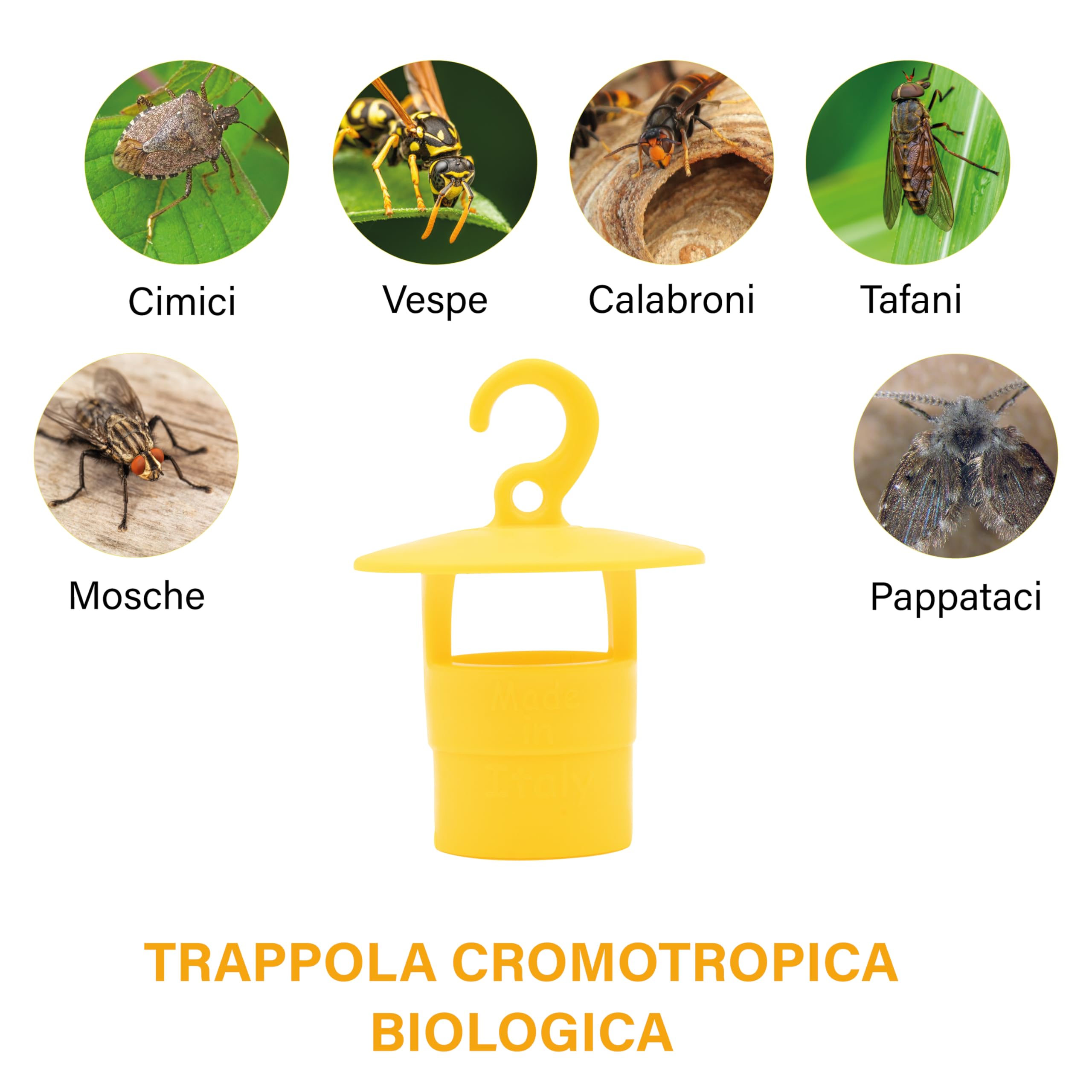 AGRI-CULTURA® |Tappo Trappola Biologico Contro Insetti Infestanti【10 PZ】Esca Trappola Contro Mosca dell'ulivo, Vespe, Calabroni, Cimice Asiatica, Drosophila Suzukii, Popilia Japonica e altri insetti.