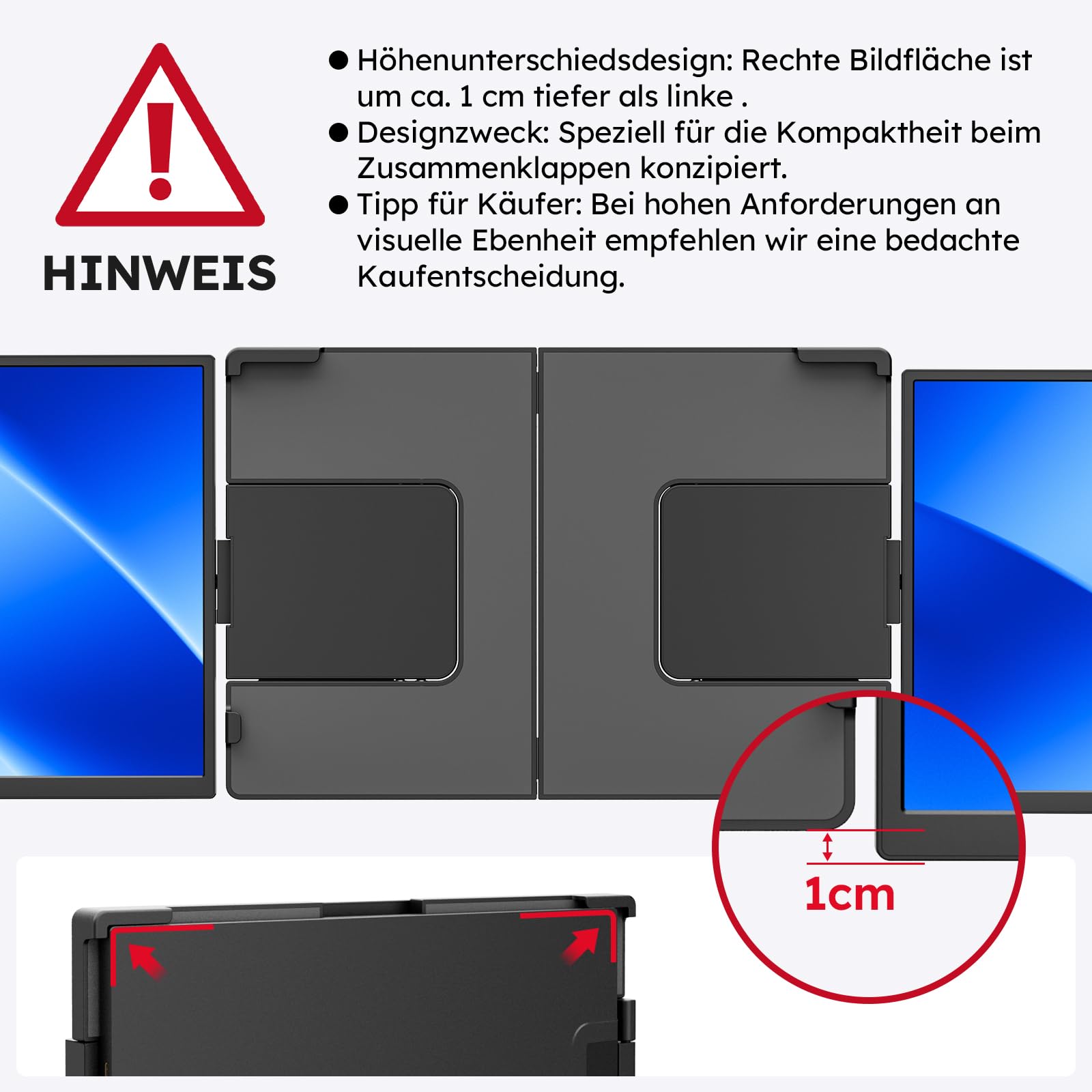 Laptop Screen Extender 15.6", 1080P Triple Laptop Bildschirm Erweiterung | 60Hz Triple Portable Laptop Monitor Erweiterung, mit USB-C/mini HDMI Plug-Play Kompatibel mit 13.3"-17" für Windows/Mac
