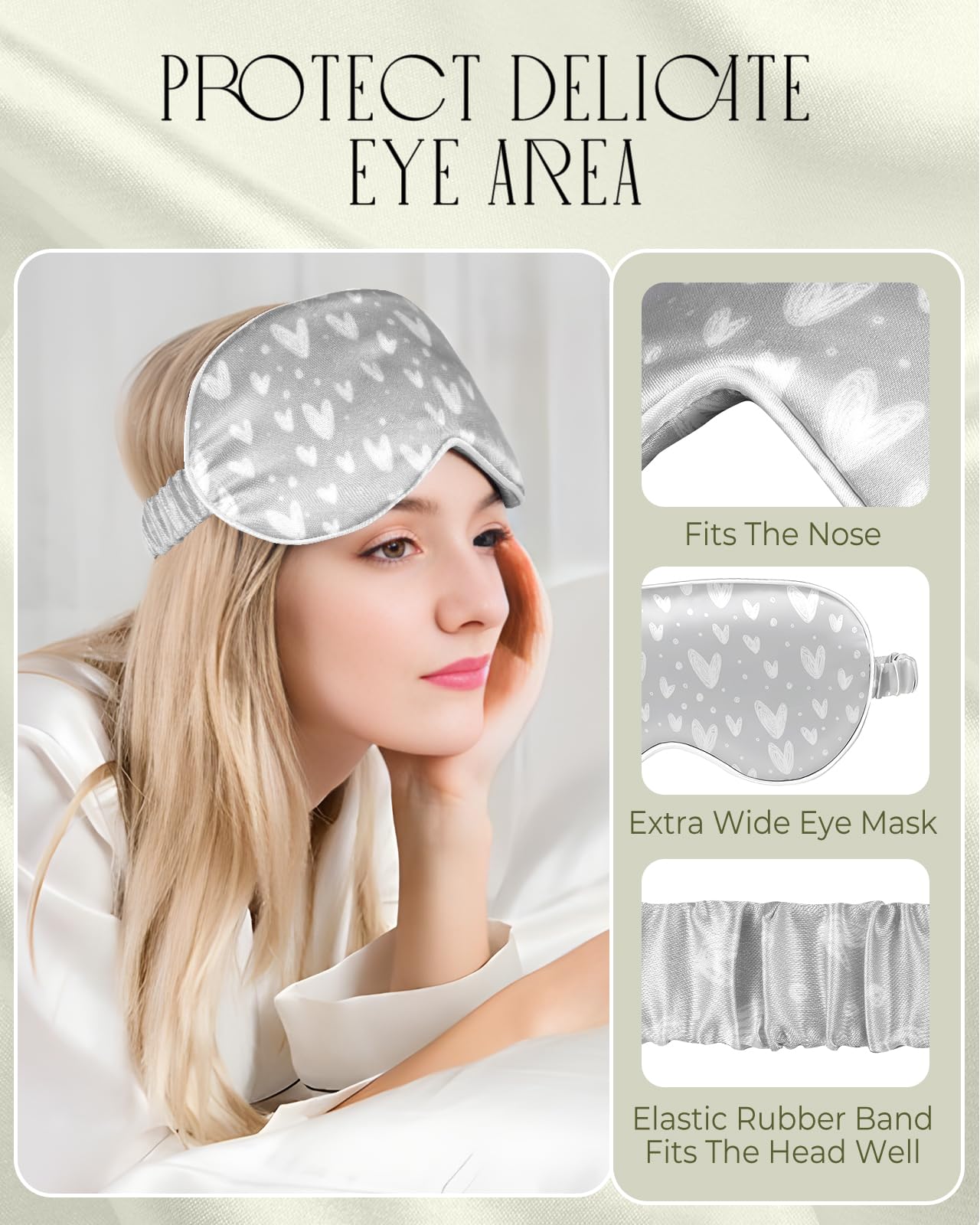 Miss Adola Mulberry Silk Pillow Case for Hair and Skin 19 Momme Standard 26"x20" Grey Satin Pillowcase with Eye Mask & Scrunchie Soft Satin Pillowcase Sleeping Gifts for Moms Women - Image 4