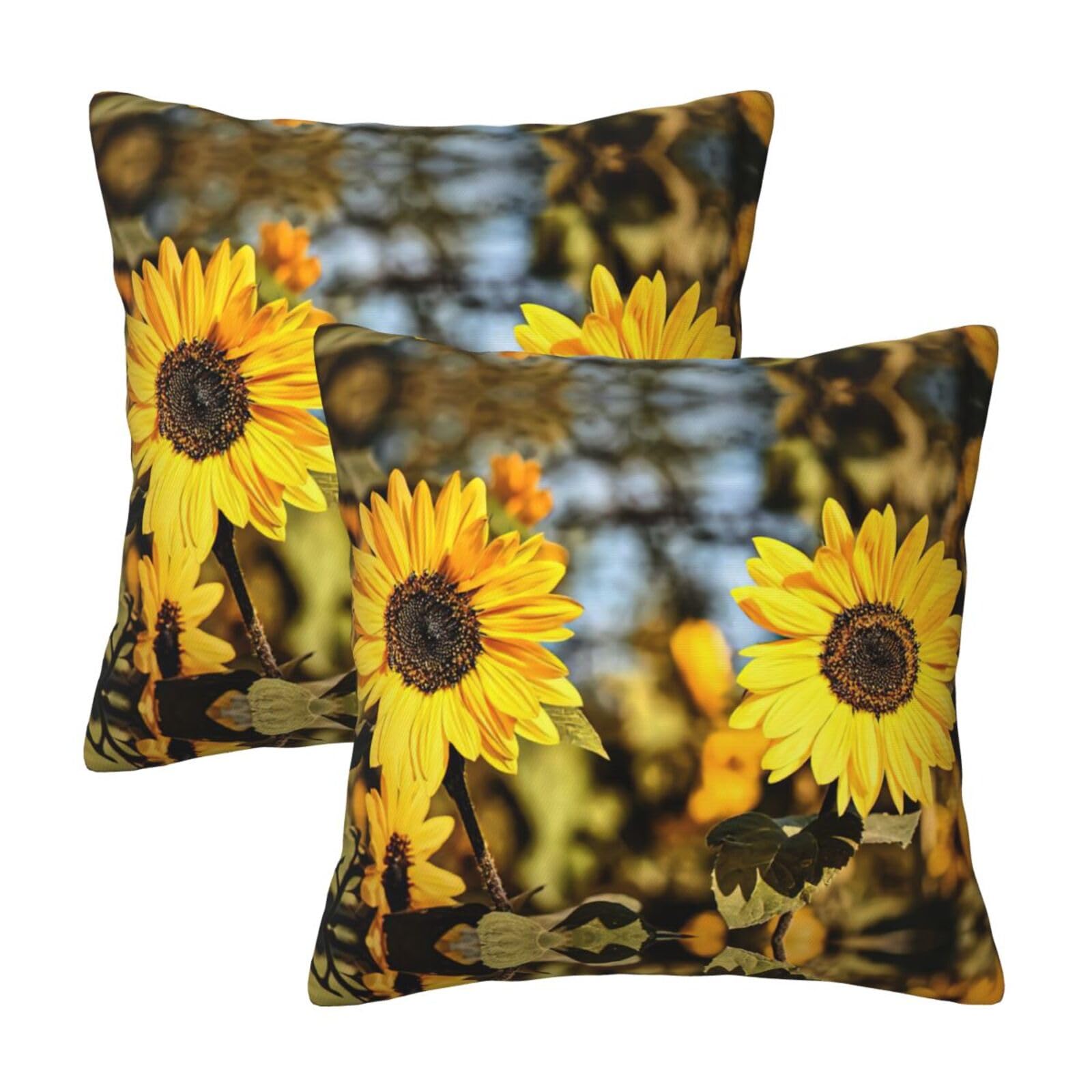 Kfjghhl Beautiful Sunflower. Throw Pillow Covers Decorative Farmhouse Couch Pillow Case 4 Sizes Square Cushion Pillcase
