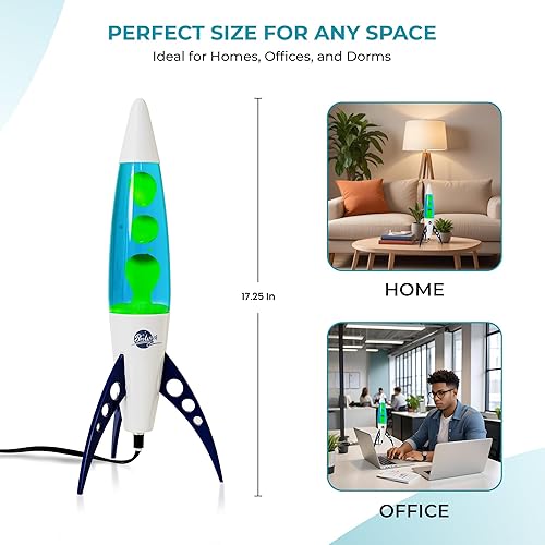 Miniatura 6 de Brewish Lámpara de movimiento líquido de 17 pulgadas  Lámpara de magma con cera verde líquida azul  Lámparas de cohete inspiradas en el espacio para
