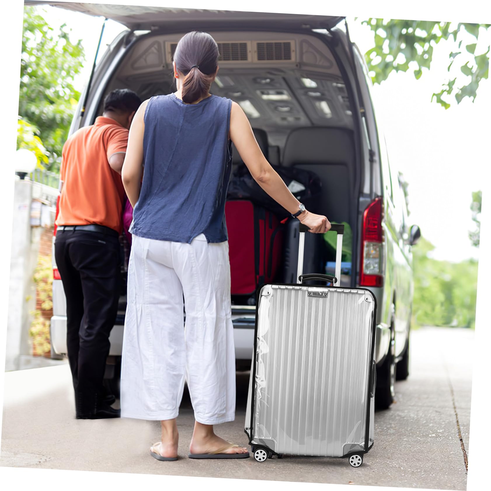 Ipetboom 2 pezzi Coperture Protettive per Valigie in PVC Trasparente Spesso Antigraffio e Coprivaligia Adatto Viaggi con Vestibilità Strettamente Adesiva