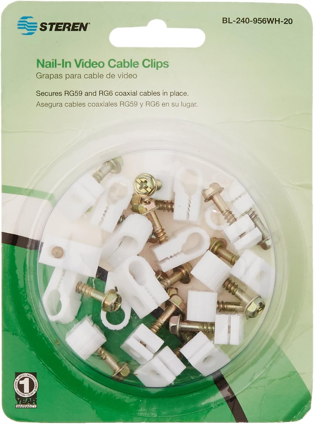 Steren Nail in Video Cable Clips (20 pack)