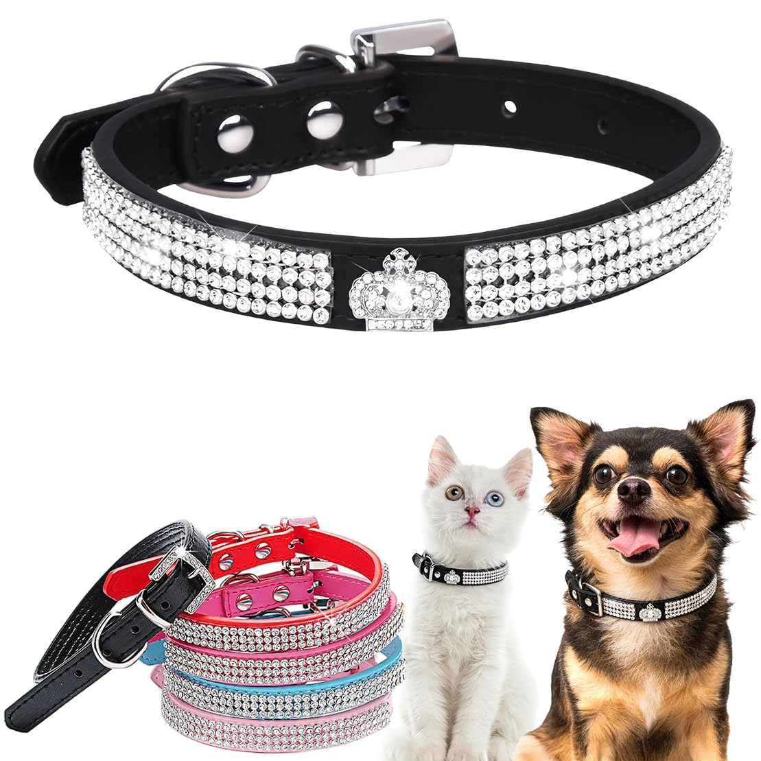Collier en diamant et couronne de luxe pour grand chien et chat élégant