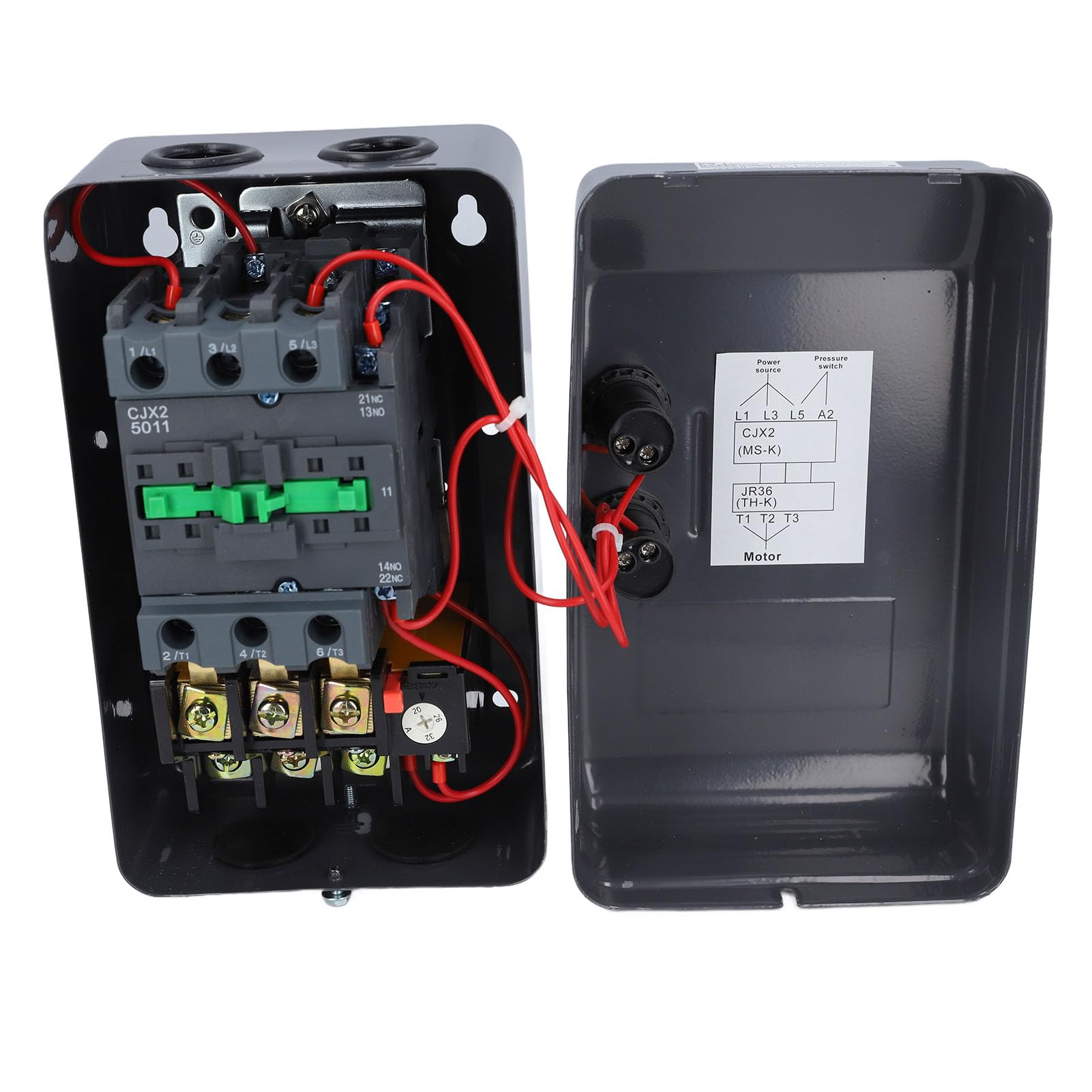 Arrancador de Motor Magnético Trifásico de 380 V, Interruptor de Control de Motor Eléctrico de 11 KW con Protector de Sobrecarga, para Aplicaciones de Compresor de Aire, Adecuado