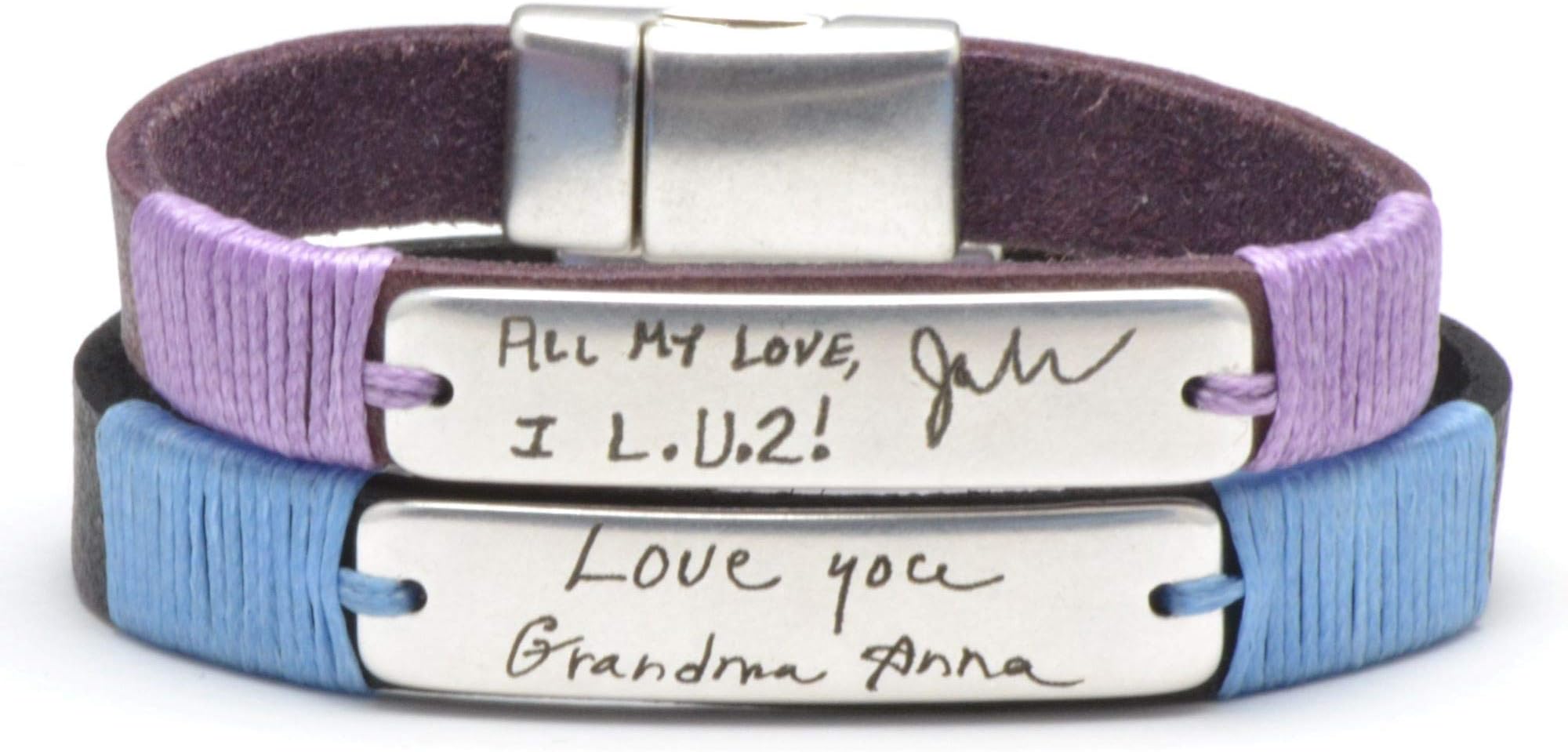 actual handwriting leather bracelet