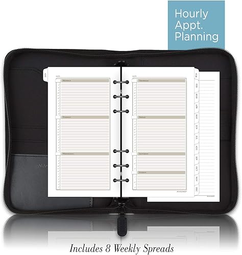 Miniatura 7 de AT-A-GLANCE Juego de iniciación de piel sintética sin fecha, 6 anillas, 3-34" x 6-34, tamaño portátil, negro (033-0240-05)