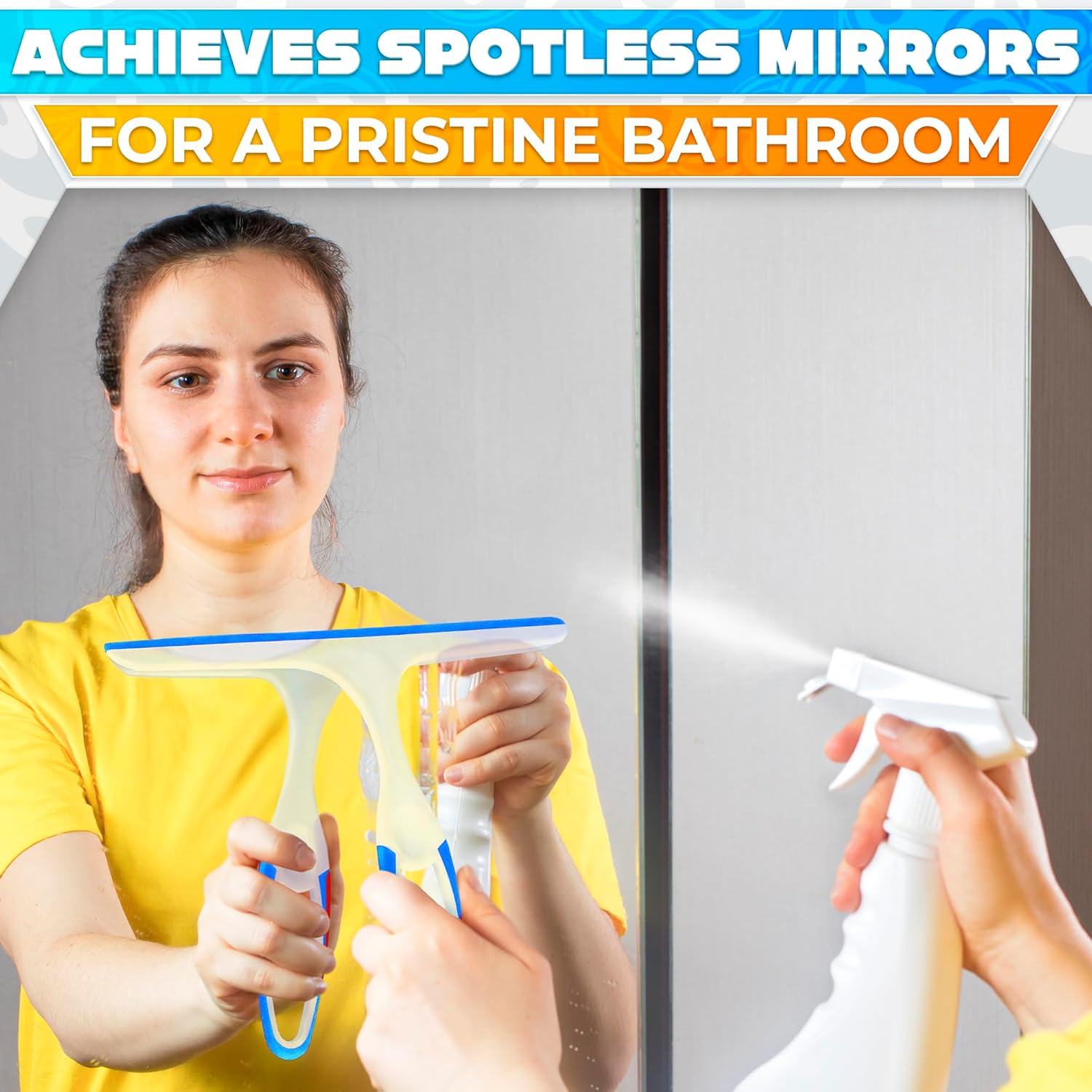 9.5” Hand Squeee for Shower Glass - Durable Plastic Grip, Random Colors,