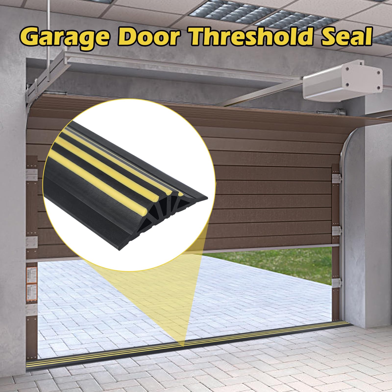 CEIEVER Joint Seuil Porte de Garage 2.5M 110X30MM en Caoutchouc d'Étanchéité Universelle