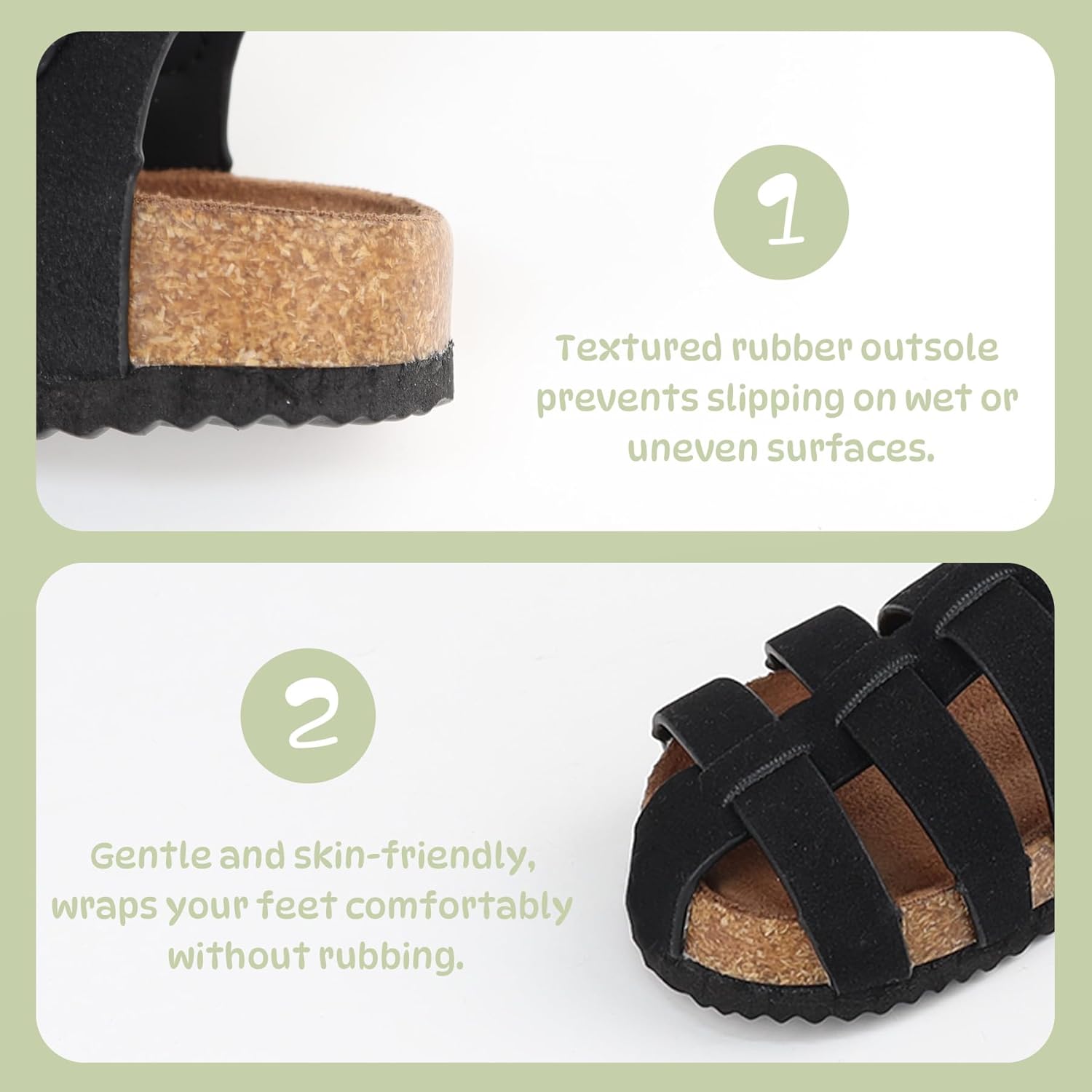 Toddler Boy Sandals Closed Toe Cork Footbed Fisherman Sandals, Summer Shoes Lightweight Comfortable for Toddler Boys