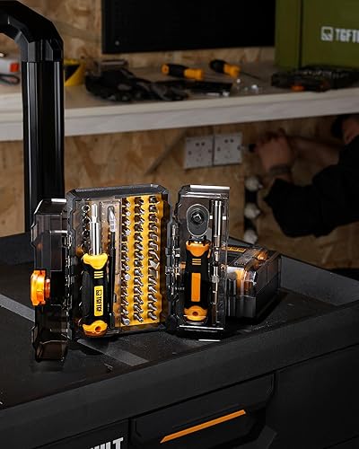 Miniatura 9 de Juego de 78 destornilladores de trinquete, con juego de destornilladores de precisión magnética, portátil, kits de herramientas de reparación,