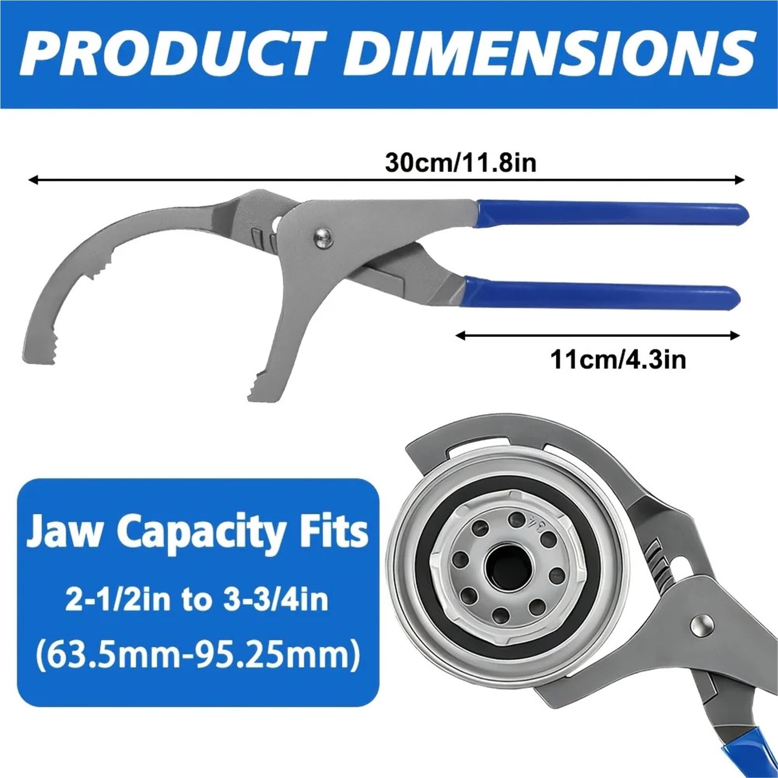 Llave Filtro Aceite Alicates for filtros de aceite | Alicates ajustables for filtro de aceite, herramienta de extracción ajustable de alta resistencia, 12 pulgadas
