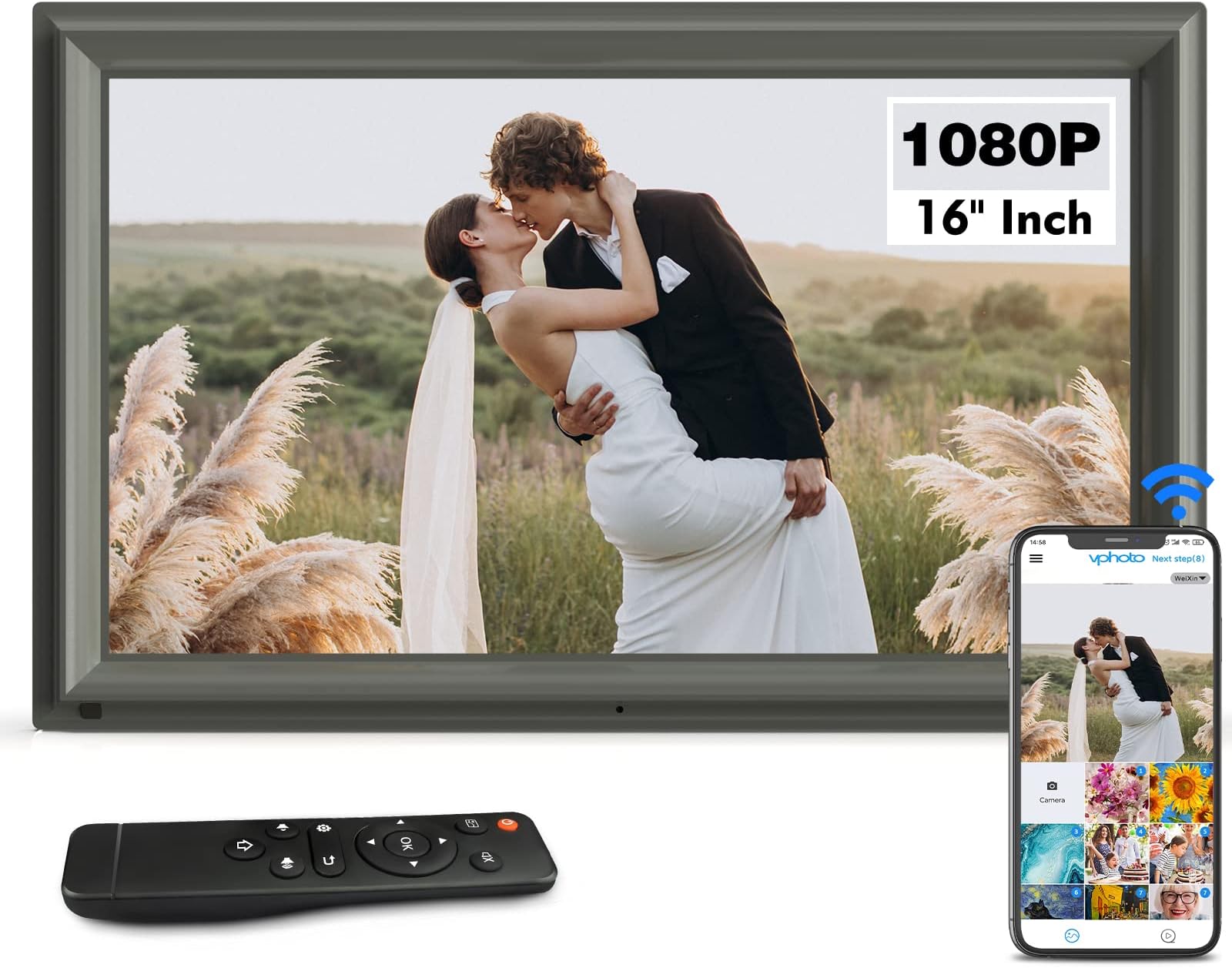 SAIWAN Digital Picture Frame 15.6 Inch 32GB Storage, Large WiFi Digital Photo Frame