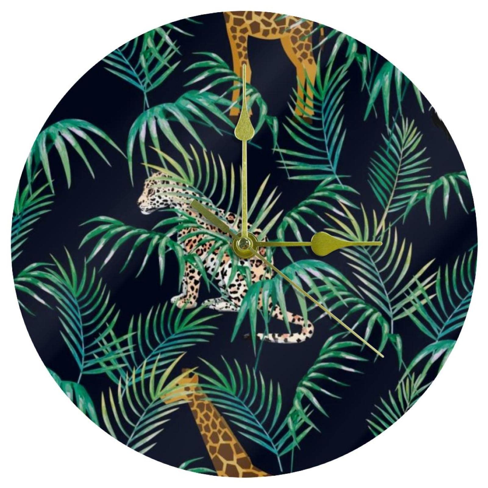 Horloge murale acrylique jungle 24 cm silencieuse pour salon et bureau