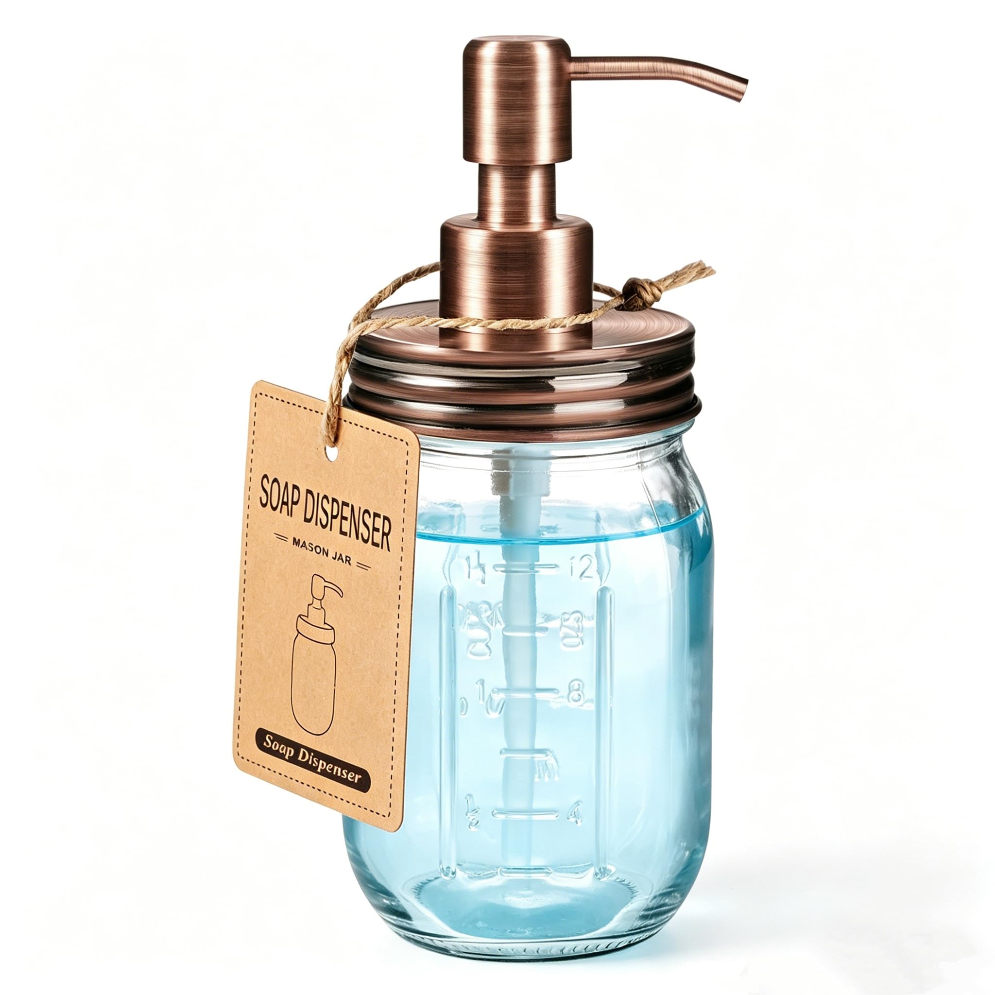Amolliar Mason Jar Liquid Soap Dispenser, Lotion Dispenser, Copper 1 Pack