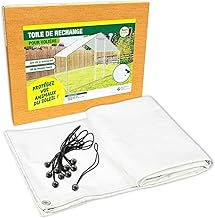 TERRE JARDIN - Replacement Fabric for Chicken Coop Enclosure, 6 m² - Chicken Run Cover, Polyethylene 150 g/m², Anti-UV, 14 Eyelets Each 80 cm - Aviary Tarpaulin, with 14 Express Sandows Included