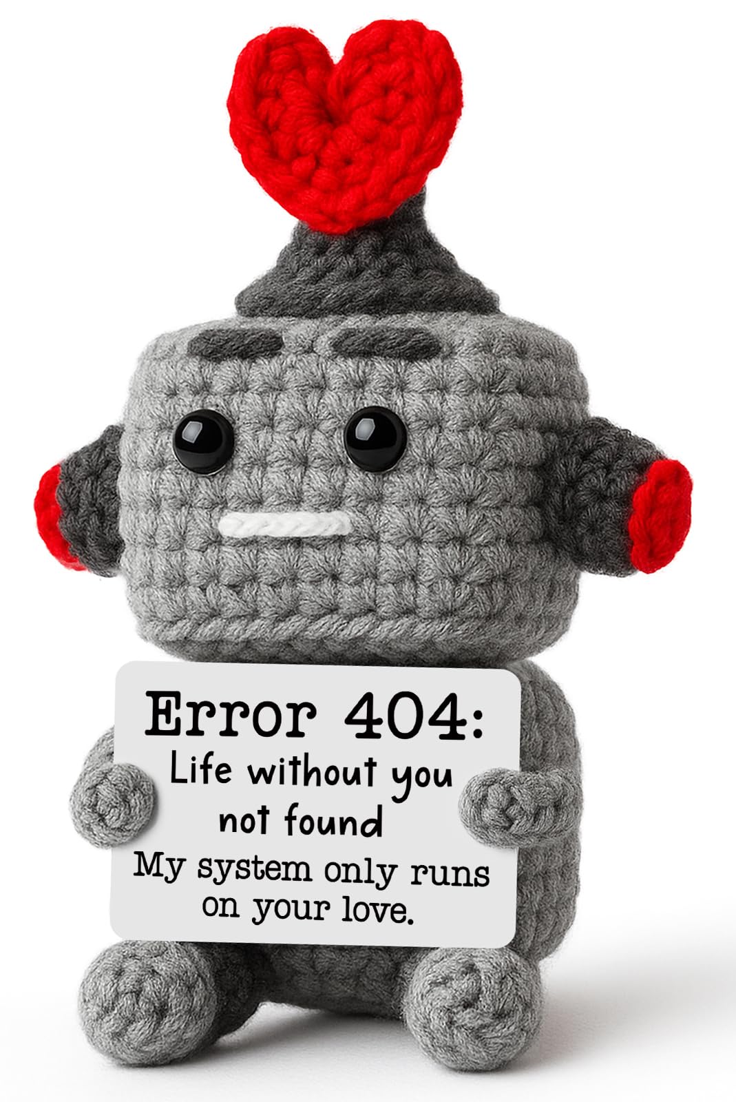 YUEYUQIU Funny Robot Gifts for Boyfriend Girlfriend Him Her, Handmade Crochet Error 404 Robot, Wedding Anniversary Valentines Day Birthday Presents for Women Men, I Love You Gift for Husband Wife
