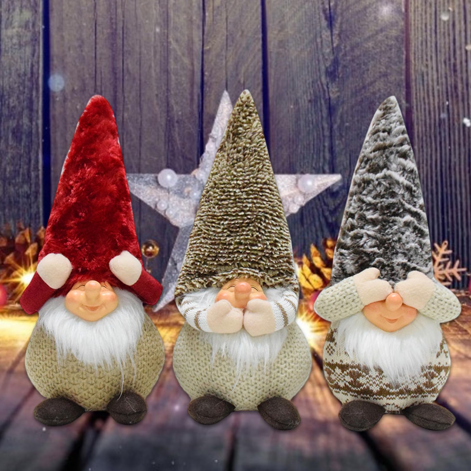 3 figuras de gnomos de Navidad para decoración del hogar, figuras de poliéster enanas hechas a mano para suministros de fiesta de oficina