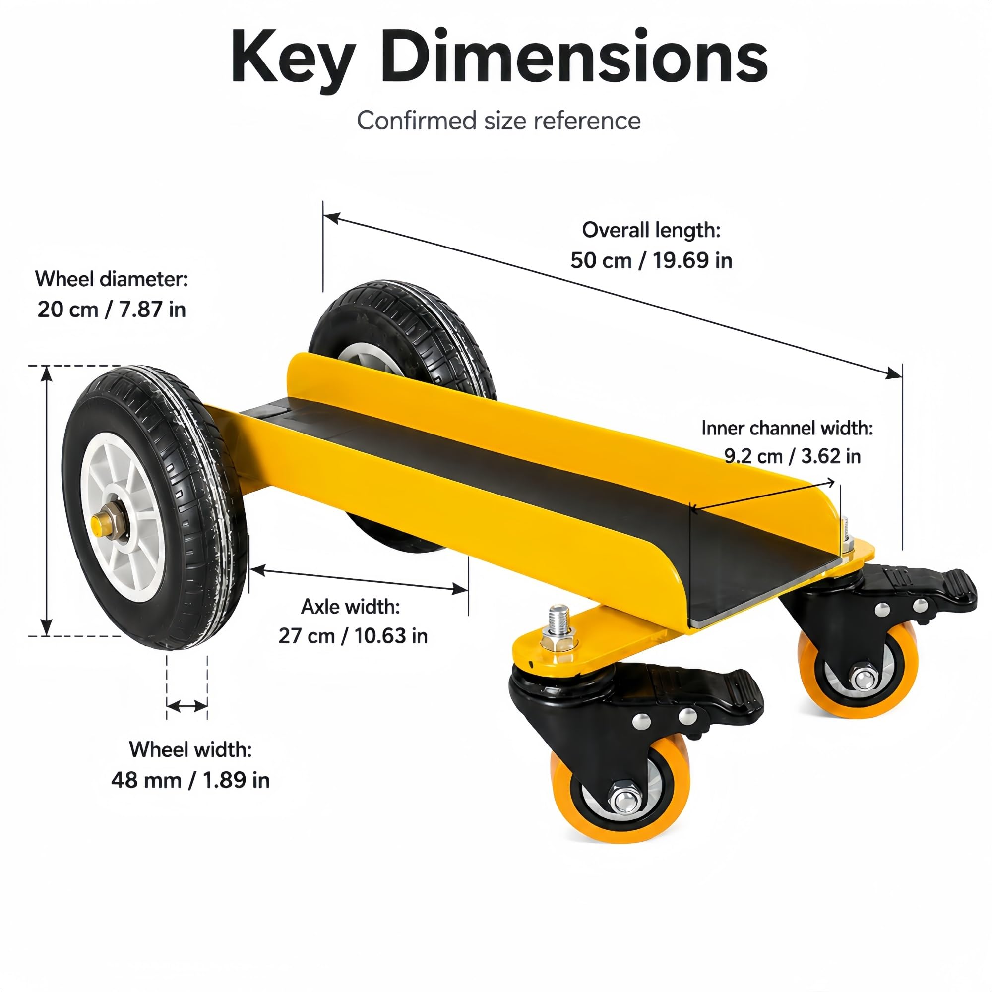 Panel-Transportwagen Mit 2 Lenkbremsrollen Und 2 Bockrädern | Mit Lenkbremsrollen For Materialien, For Bewegen Von Glas, Stein Und Platten(Yellow)
