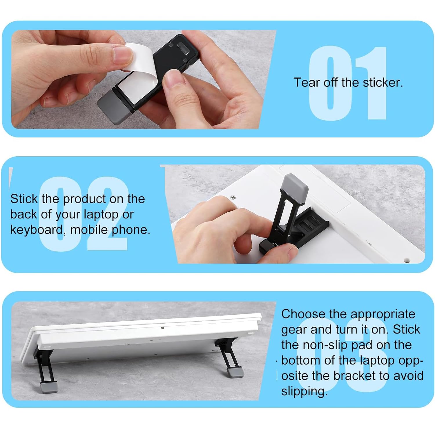 2 pezzi di supporto portatile per tastiera, supporto pieghevole in lega di zinco regolabile su 3 livelli per tastiera di computer Mini supporto da scrivania per laptop per una digitazione erg
