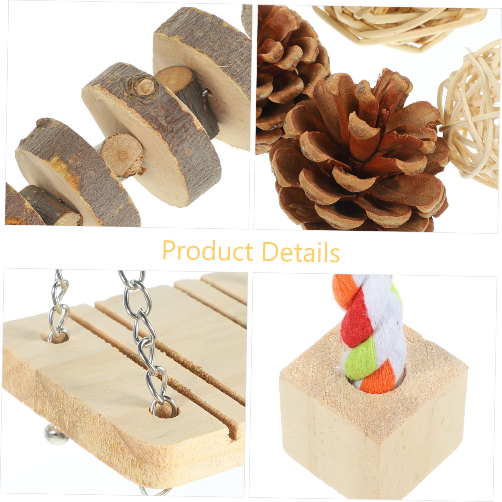 Happyyami 1satz Hamster Spielzeug Set Aus Holz Kauspielzeug Für Kleintiere Inklusive Wippe Schaukel Und Karotten-grasball Für Hamster Meerschweinchen Und Kaninchen Sicheres Und Langlebiges