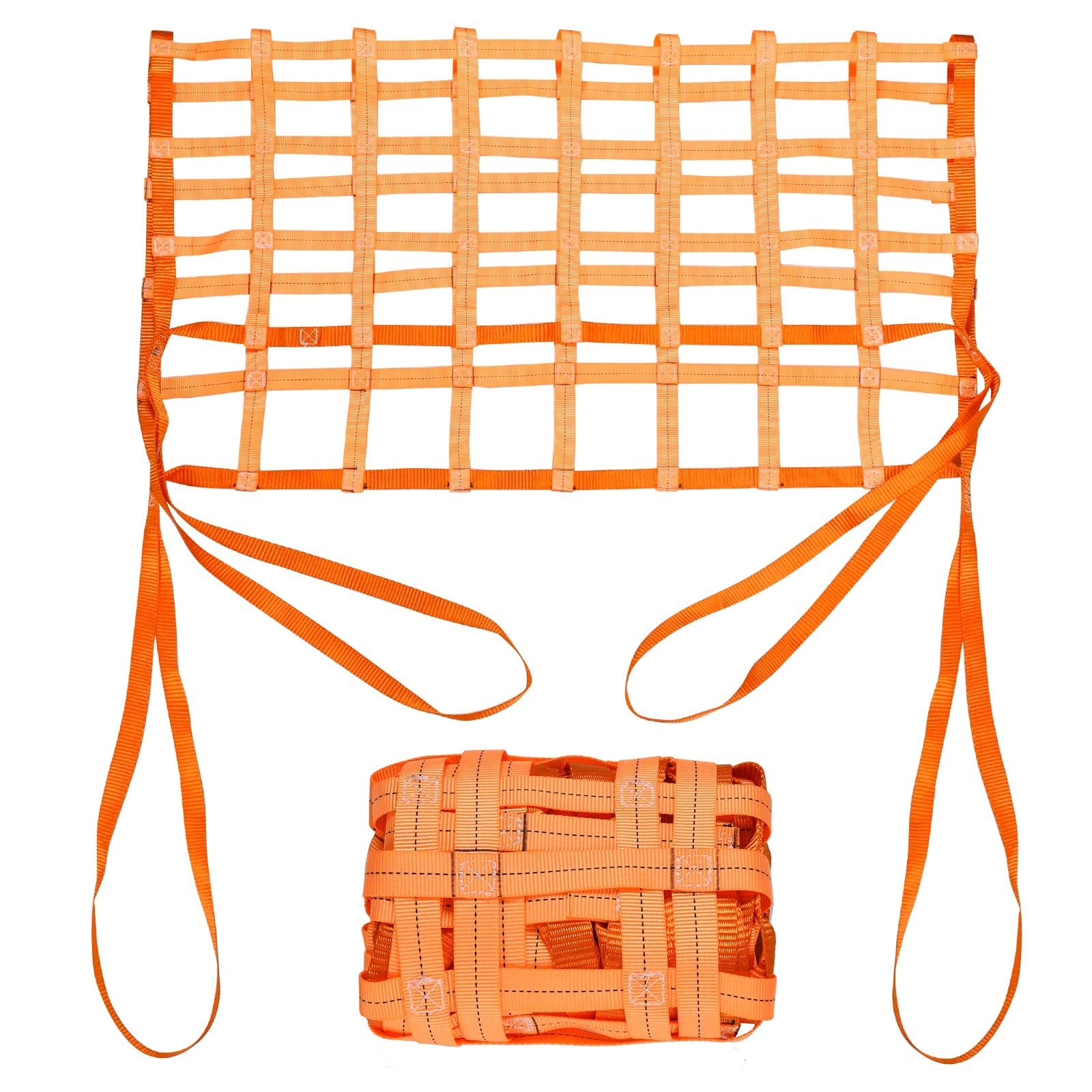 Rete di Sollevamento per Elicottero/Pallet - Rete di Sollevamento in Poliestere per Carichi Pesanti, Compatibile con Imbarcazioni, Arancione, 3 x 3M, Maglia 15cm, Carico 0,3-3,5 Tonnellate