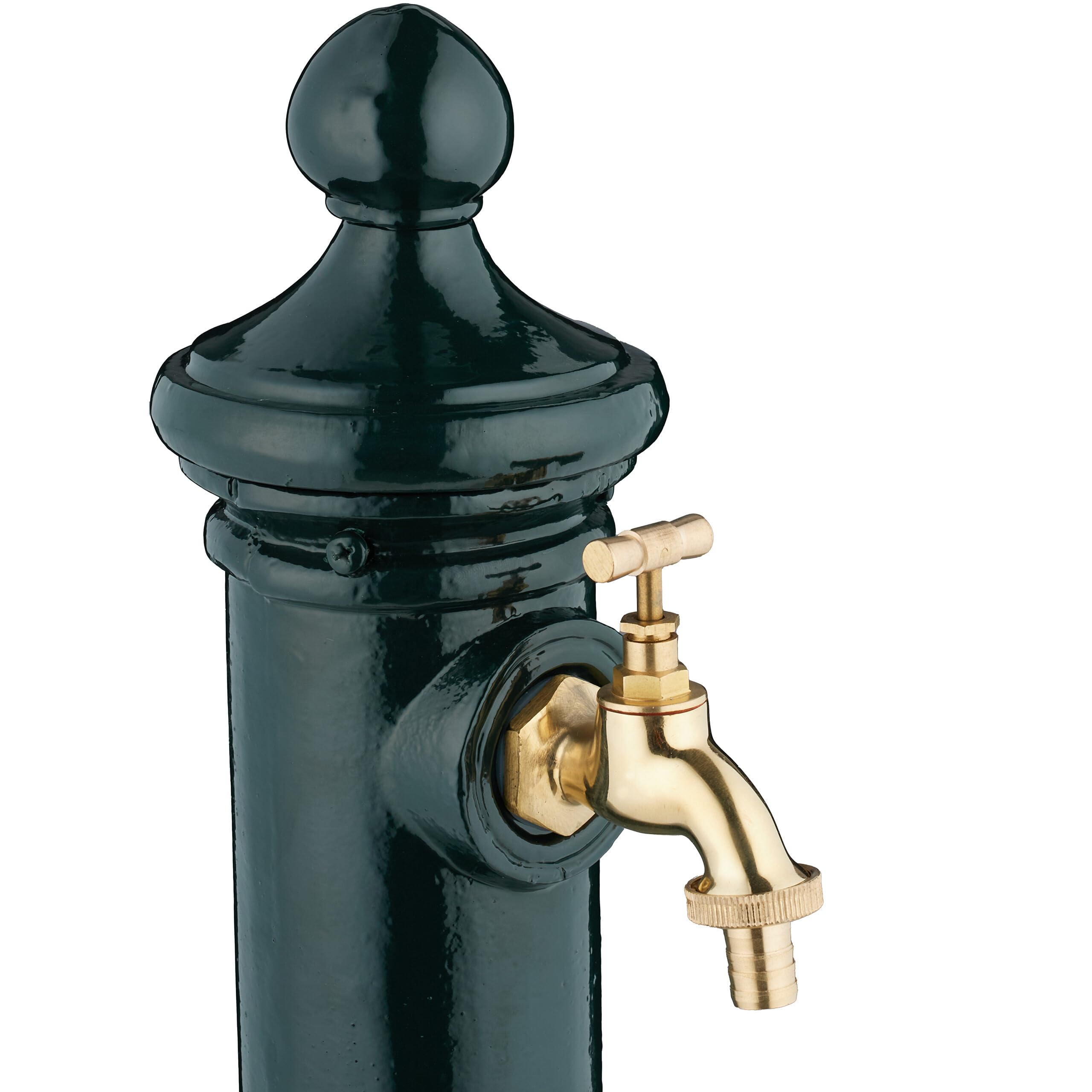 Relaxdays Fontana da Giardino in Stile Antico, Fontanella a Colonna con Rubinetto Acqua, HLP: 80x18x20,5 cm, Verde Scuro